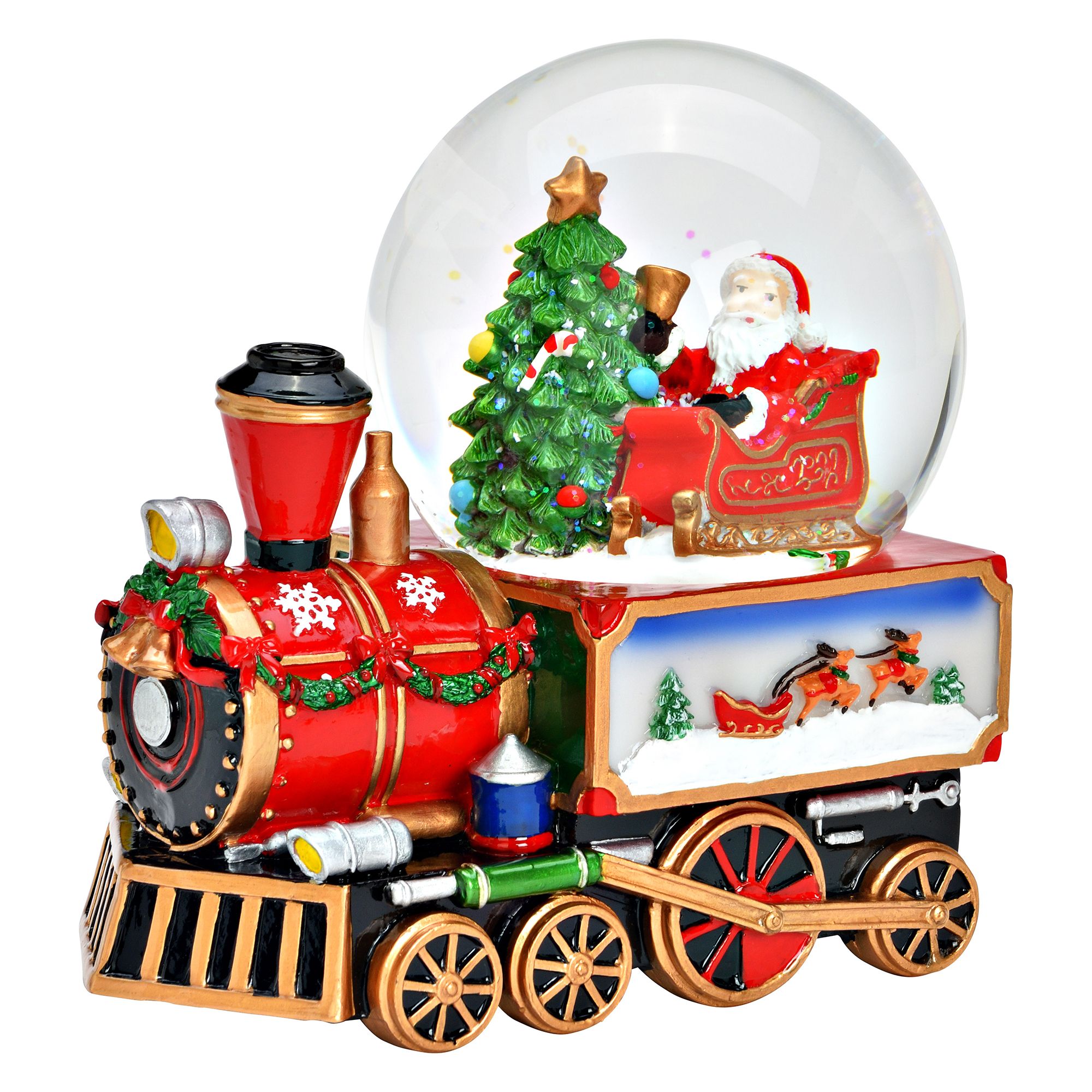 WURM Schneekugel Weihnachtszug ca. 16x15x11cm