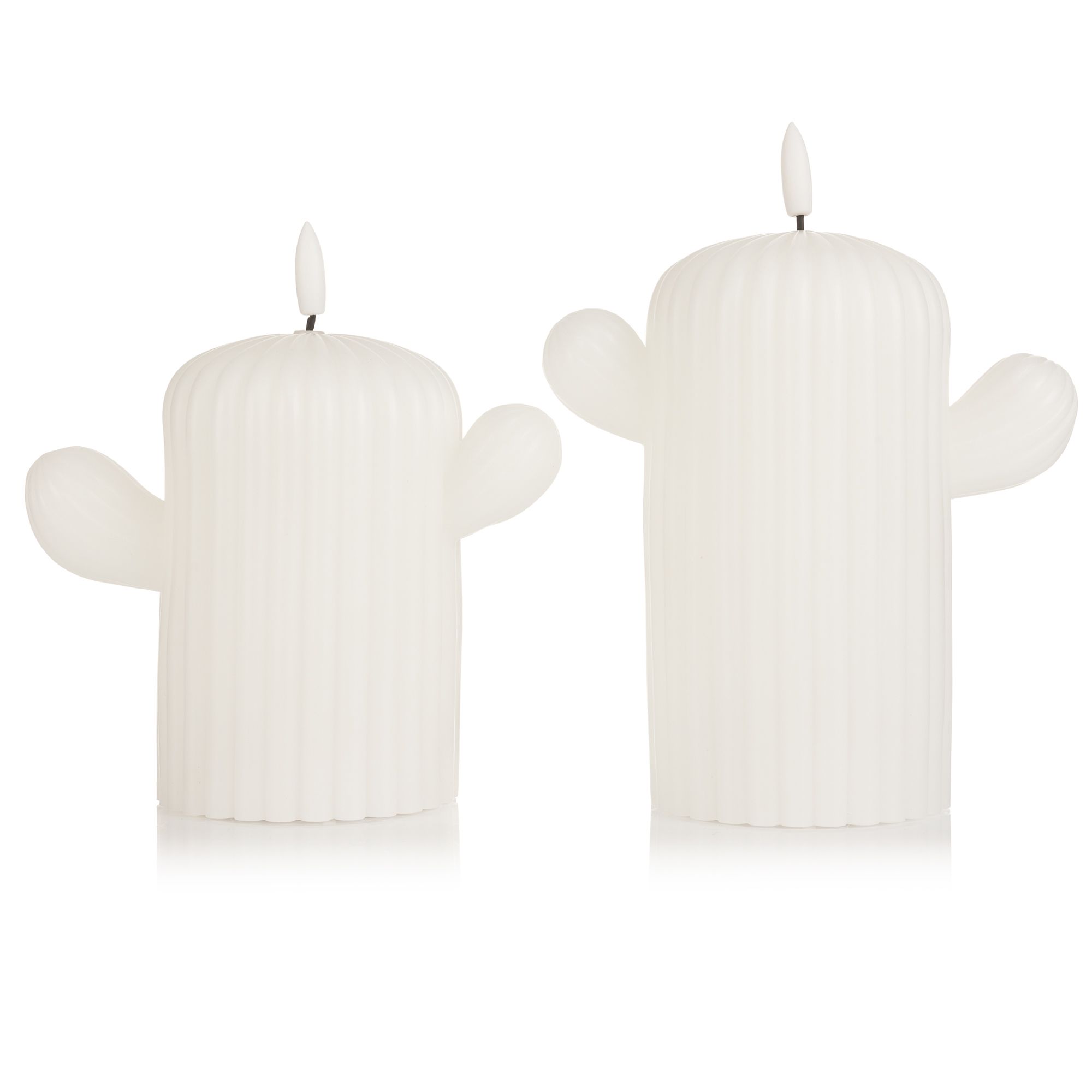 ELAMBIA 2 LED-Figurenkerzen Kakteen Flamme Luma, Timer Höhe 15cm & 17,5cm