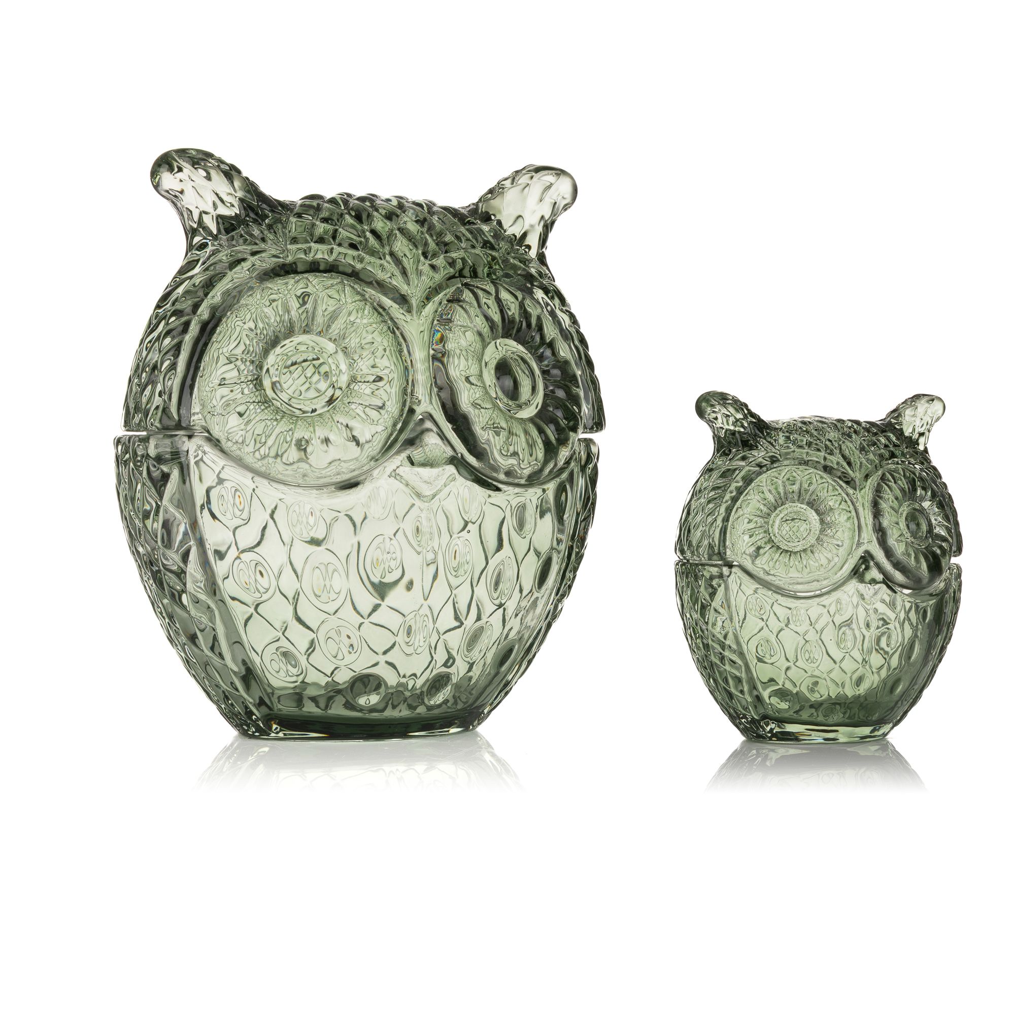ABELLA Casa 2 Glas-Gefäße Eulen-Form lebensmittelecht Höhe 9cm & 14cm