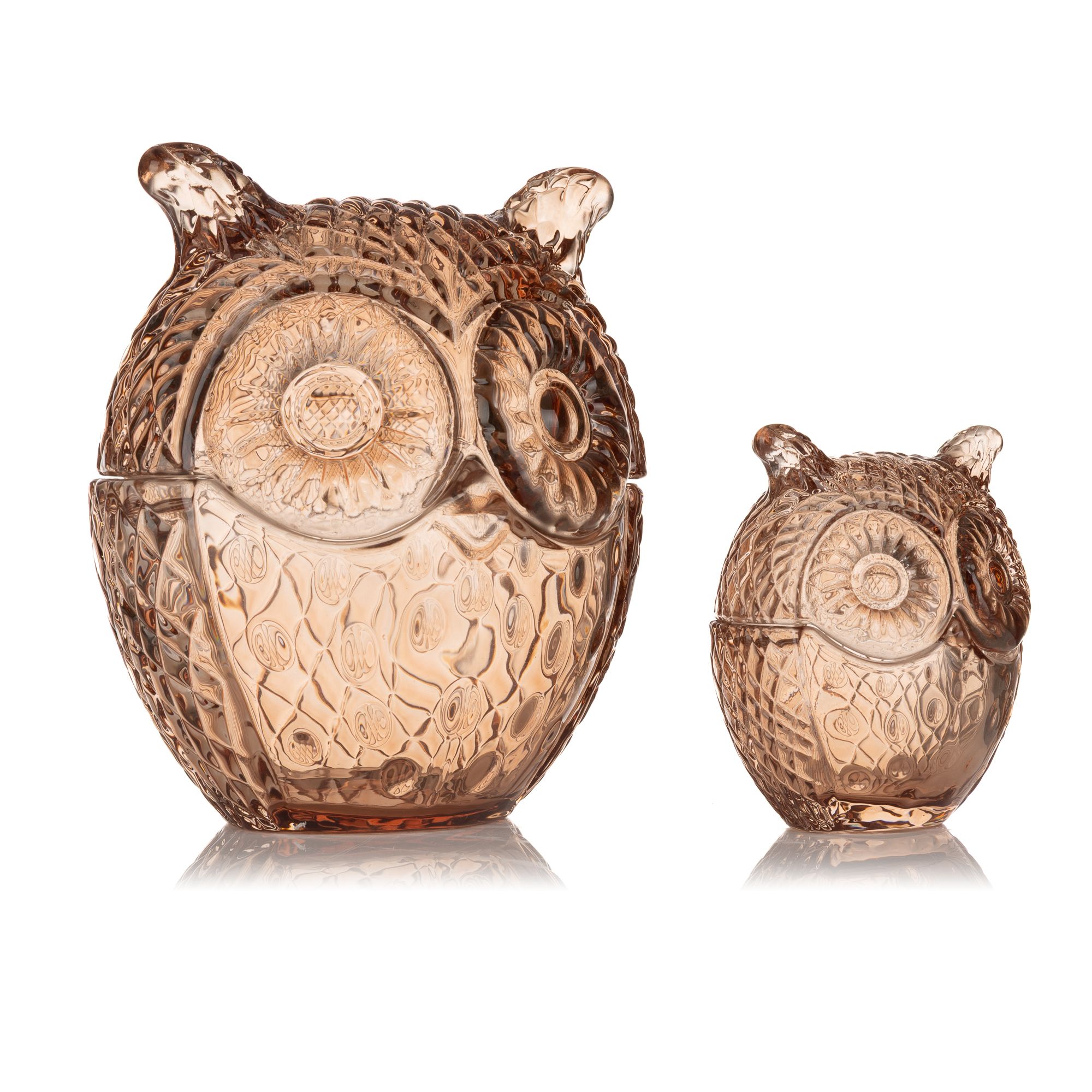 ABELLA Casa 2 Glas-Gefäße Eulen-Form lebensmittelecht Höhe 9cm & 14cm