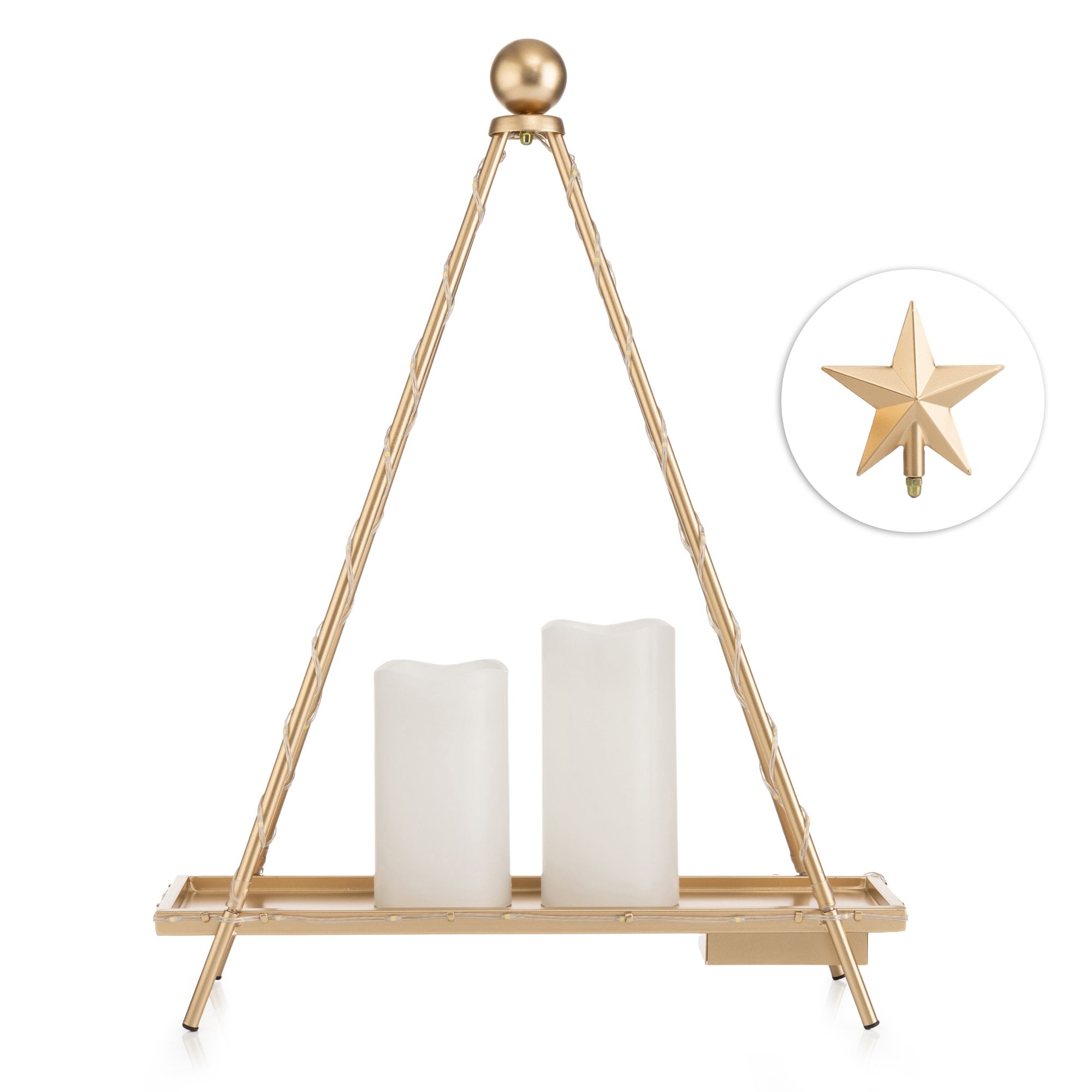 ELAMBIA Kerzenständer beleuchtet inkl. 2 LED-Kerzen 39,5 x 13 x 52cm(H)