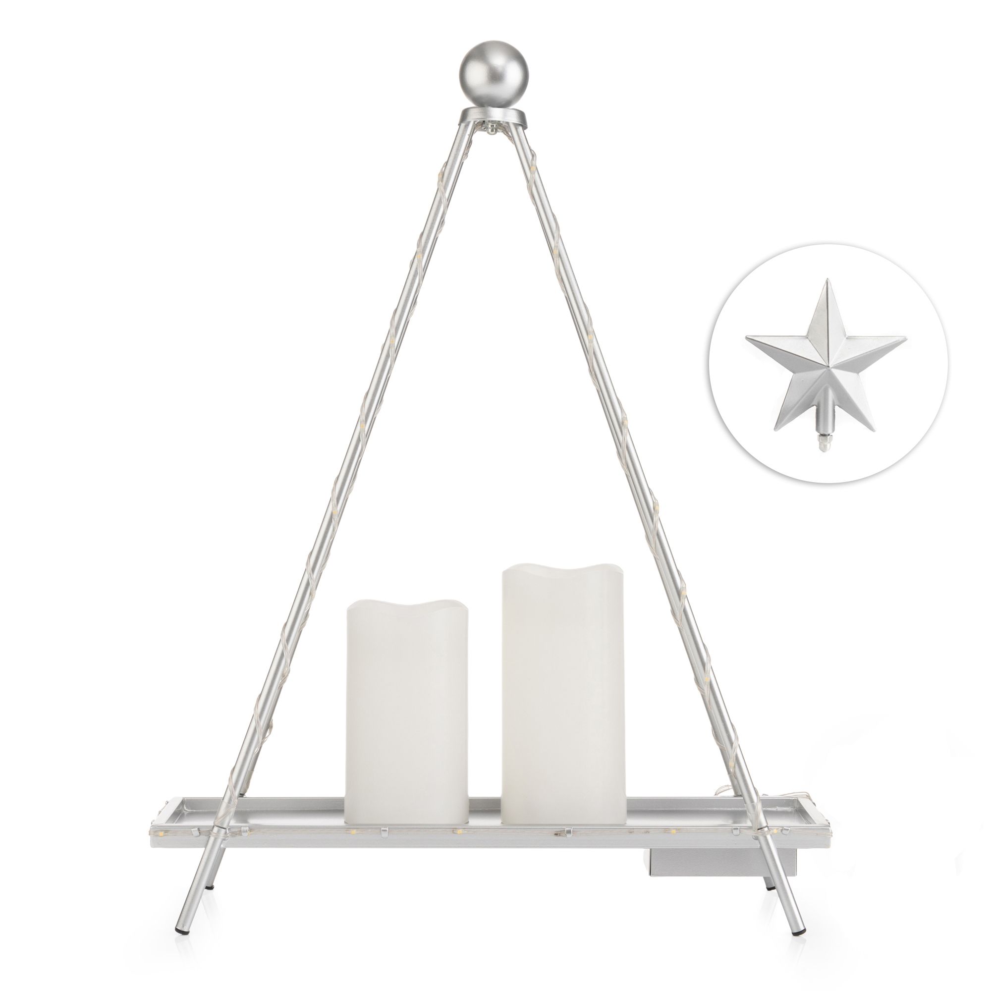 ELAMBIA Kerzenständer beleuchtet inkl. 2 LED-Kerzen 39,5 x 13 x 52cm(H)