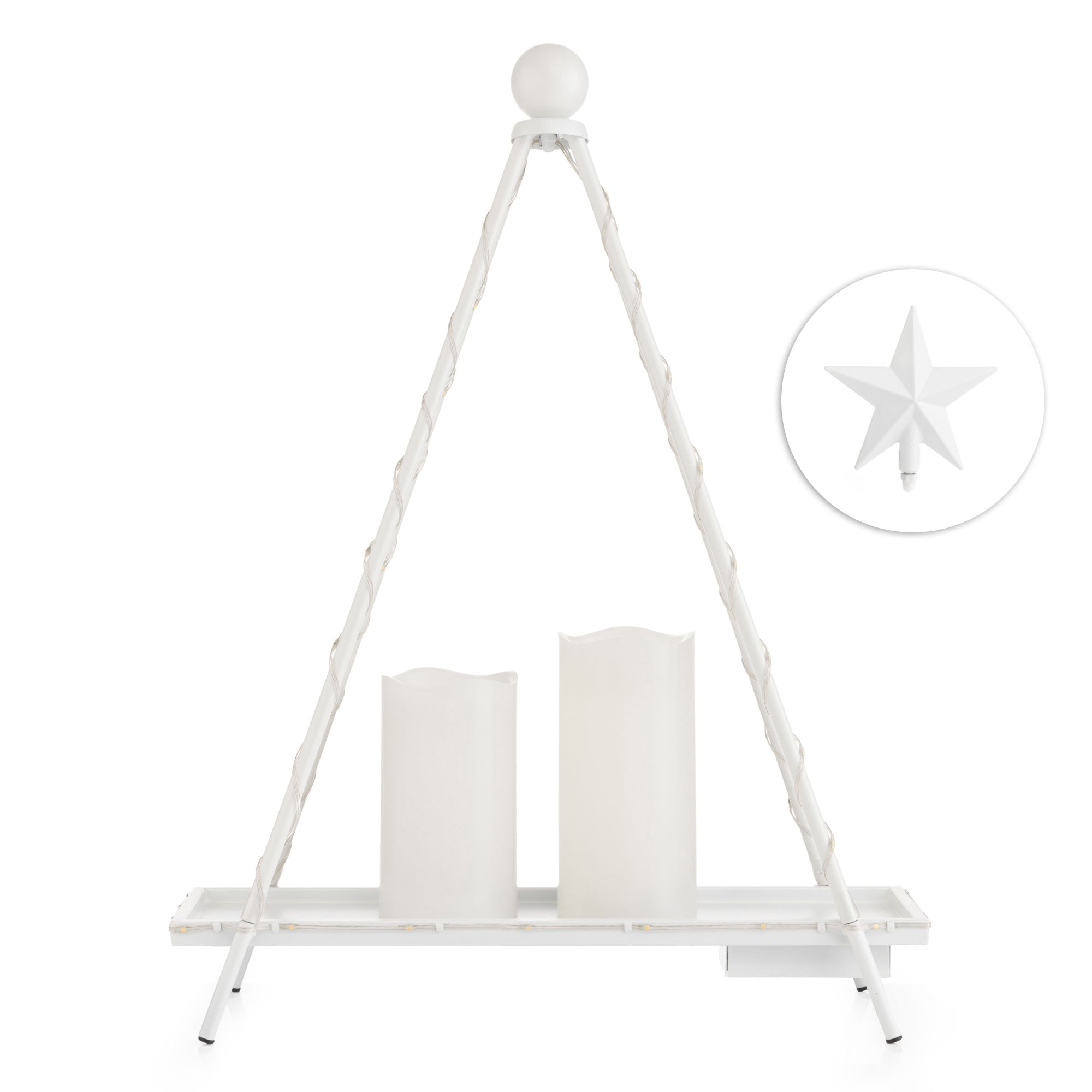 ELAMBIA Kerzenständer beleuchtet inkl. 2 LED-Kerzen 39,5 x 13 x 52cm(H)