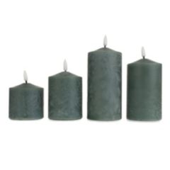ELAMBIA 4 LED-Kerzen Eislack-Finish Dual-Timer H.10, 12,5, 15 & 17cm