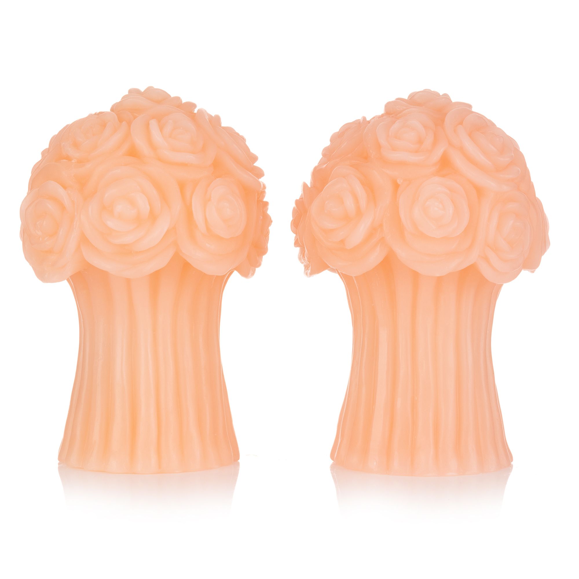 ELAMBIA 2 LED-Kerzen Blumenbouquet 5h-Timerfunktion Höhe 15cm, Ø 10cm