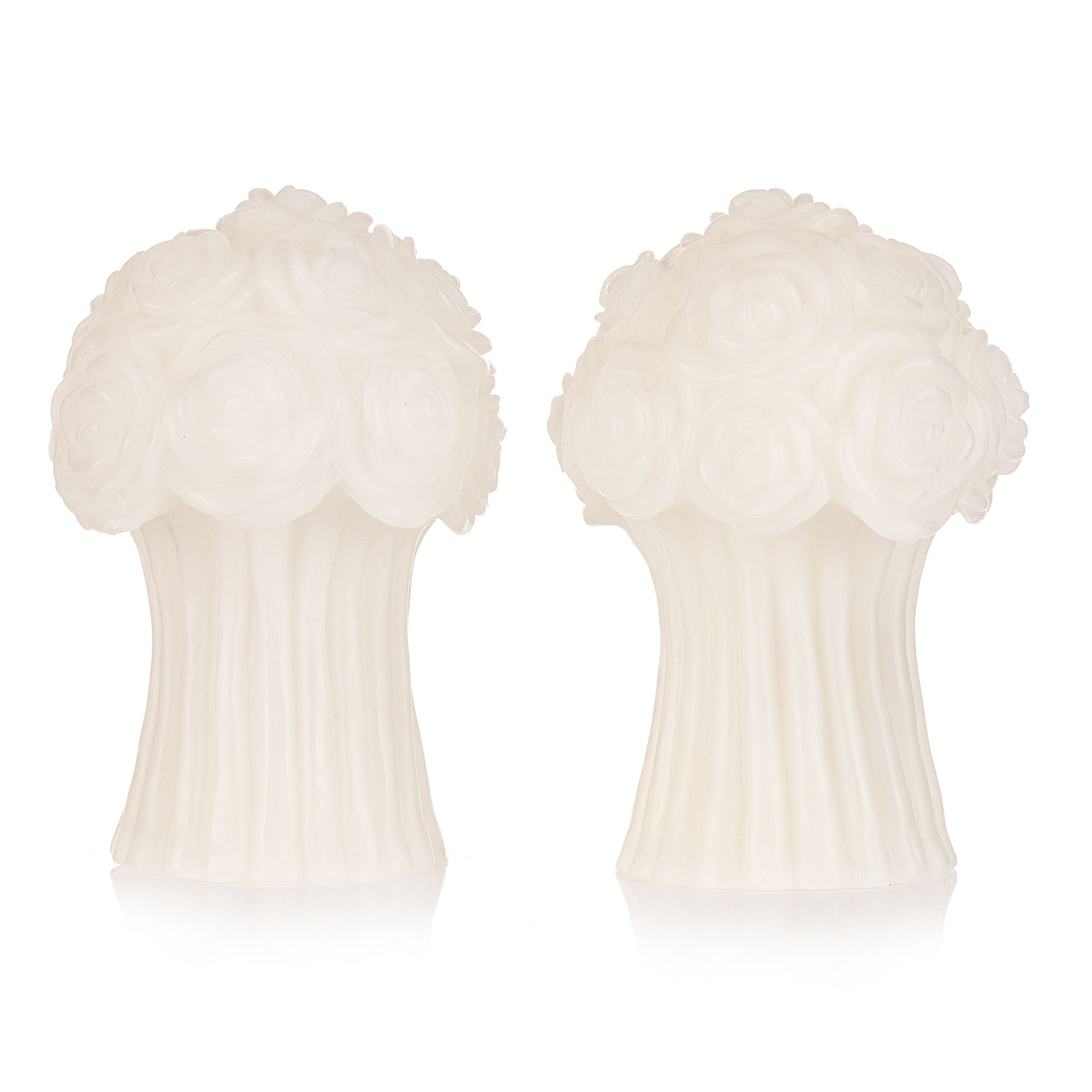 ELAMBIA 2 LED-Kerzen Blumenbouquet 5h-Timerfunktion Höhe 15cm, Ø 10cm