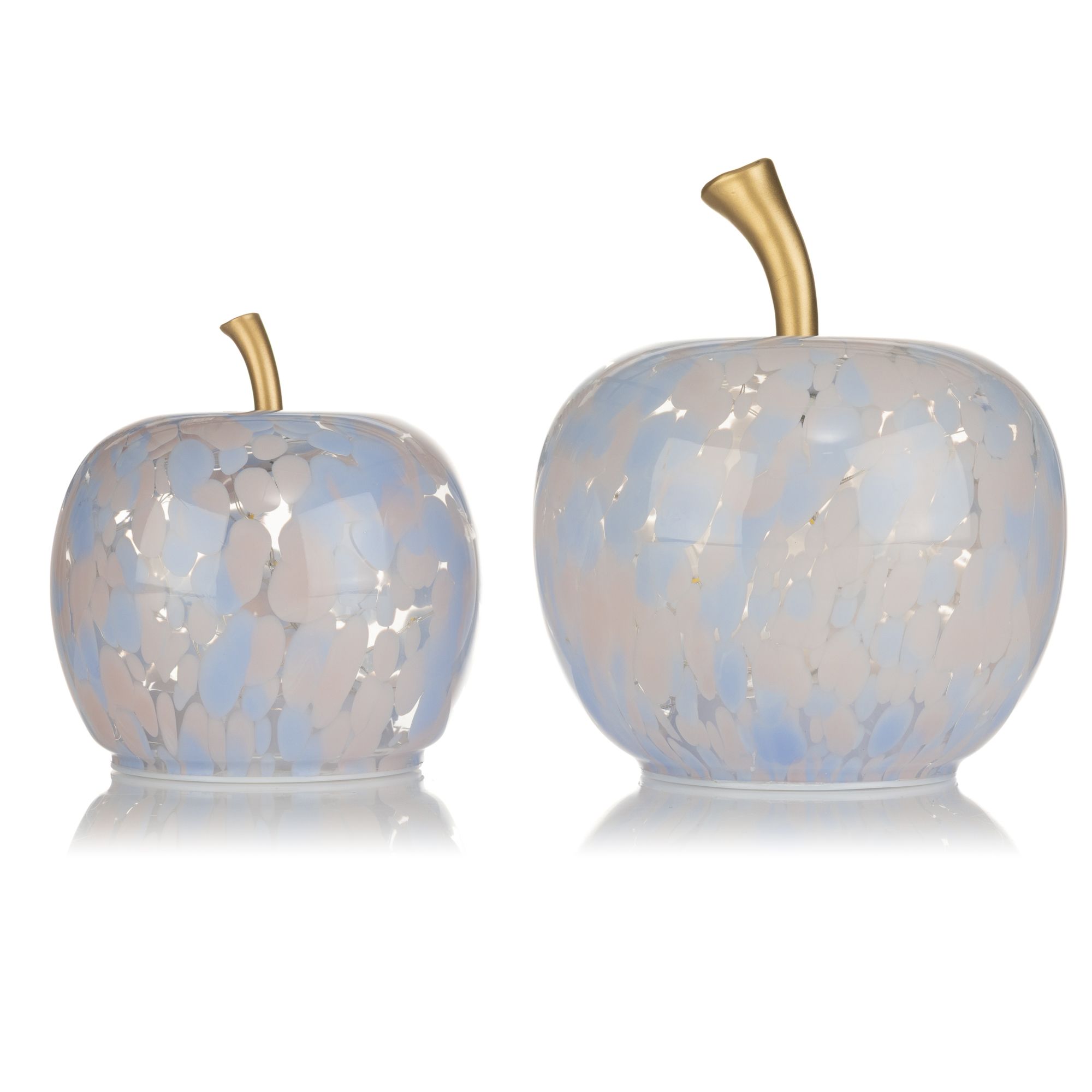 LUMIDA Casa 2 LED-Glasäpfel Leo-Design 5h-Timerfunktion Höhe 13cm & 17cm