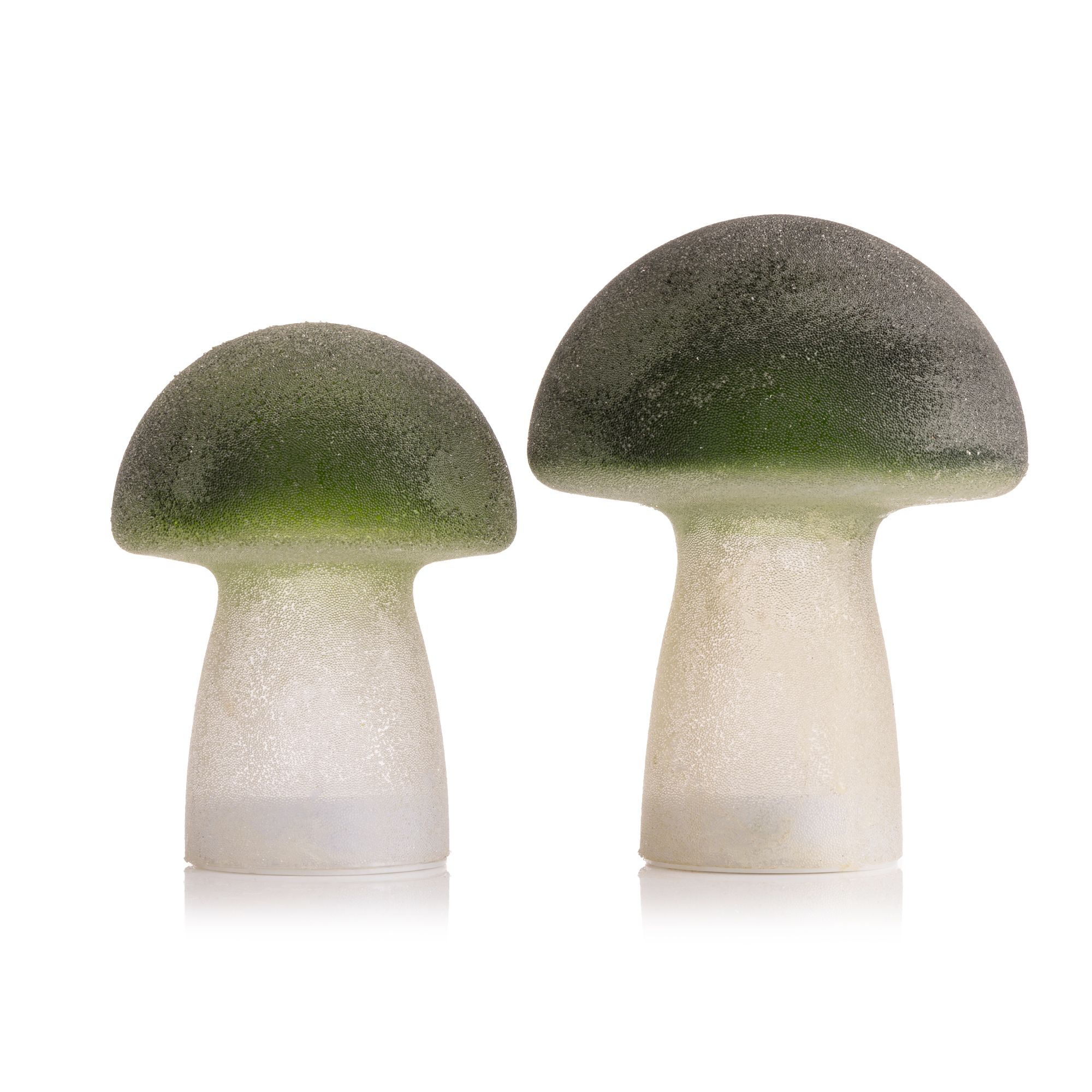 LUMIDA Casa 2 LED-Dekopilze Glas besandet 5h-Timerfunktion Höhe 17cm & 21cm