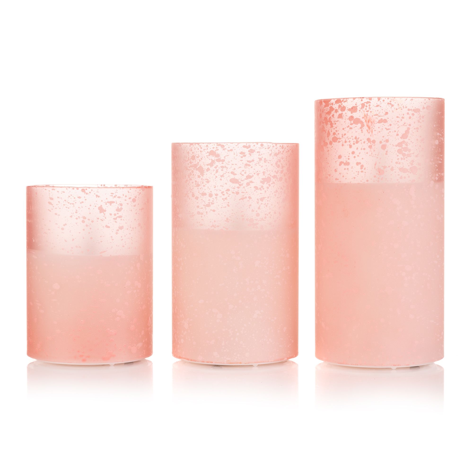 ELAMBIA 3 LED-Glaskerzen Glas matt, uni Flamme Luma, Timer H. 10cm, 12,5cm &15cm