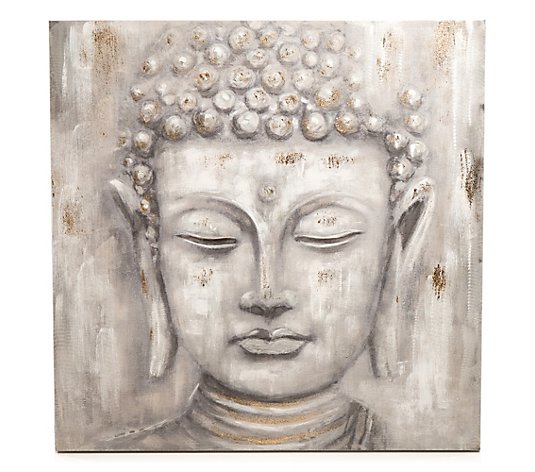 ABELLA Arte Gemälde Buddha auf Leinwand handgemalt ca. 108x108cm