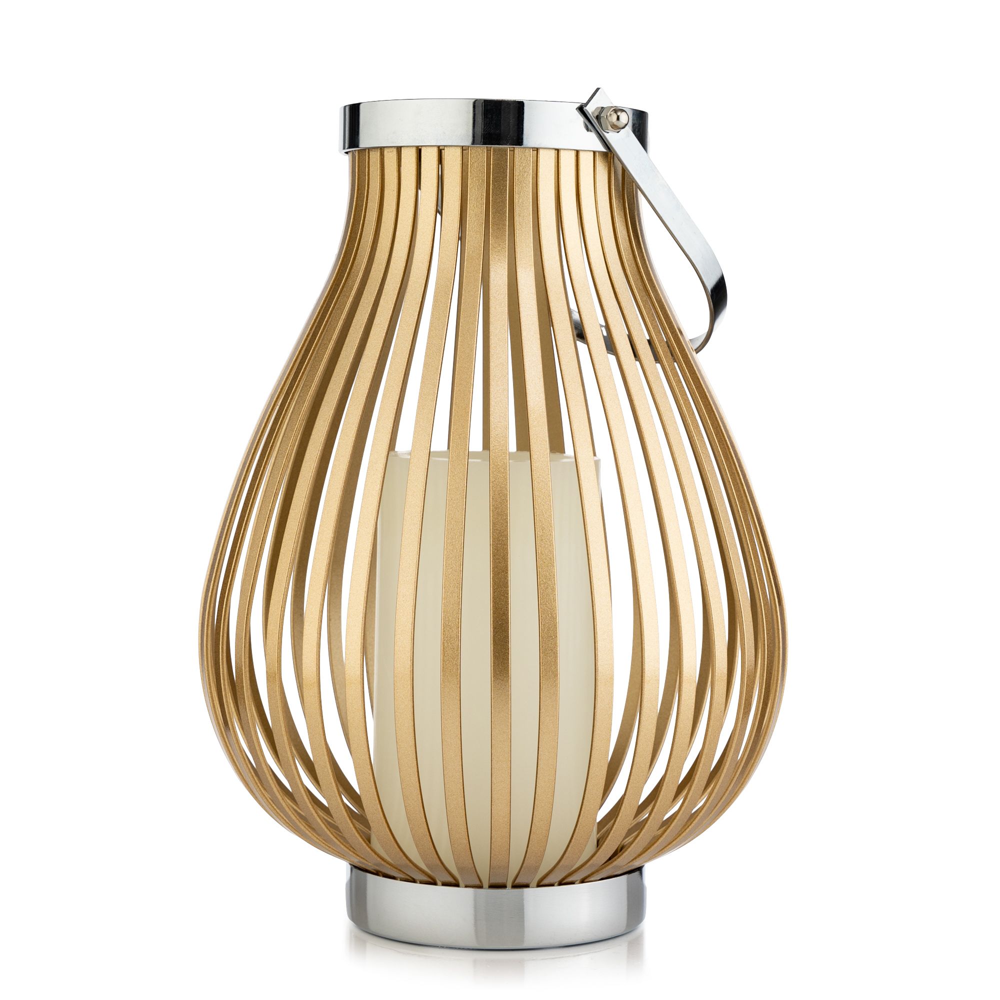 ELAMBIA Design-Laterne aus Metall inkl. LED-Kerze Timer, Größenauswahl