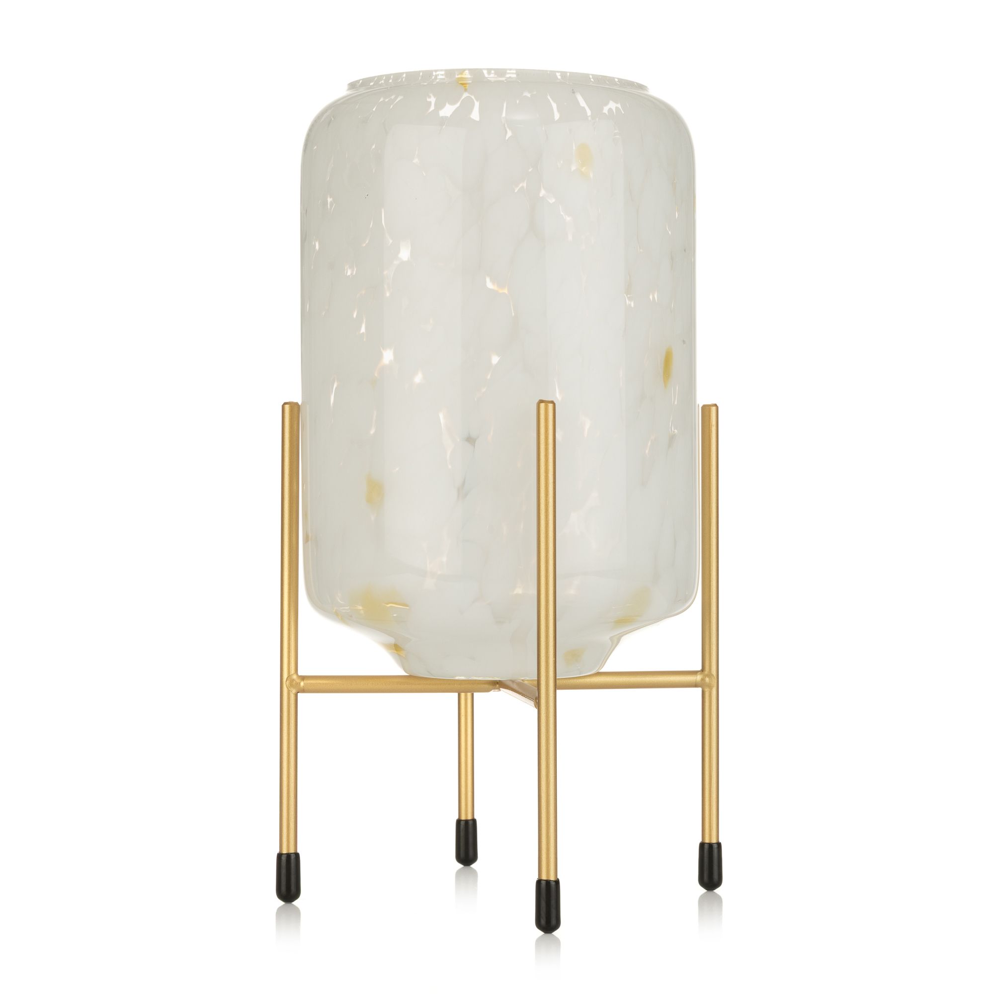 LUMIDA Casa LED-Glasvase Metall-Ständer Leo-Design, Timer Höhe 24,5cm, Ø 13cm