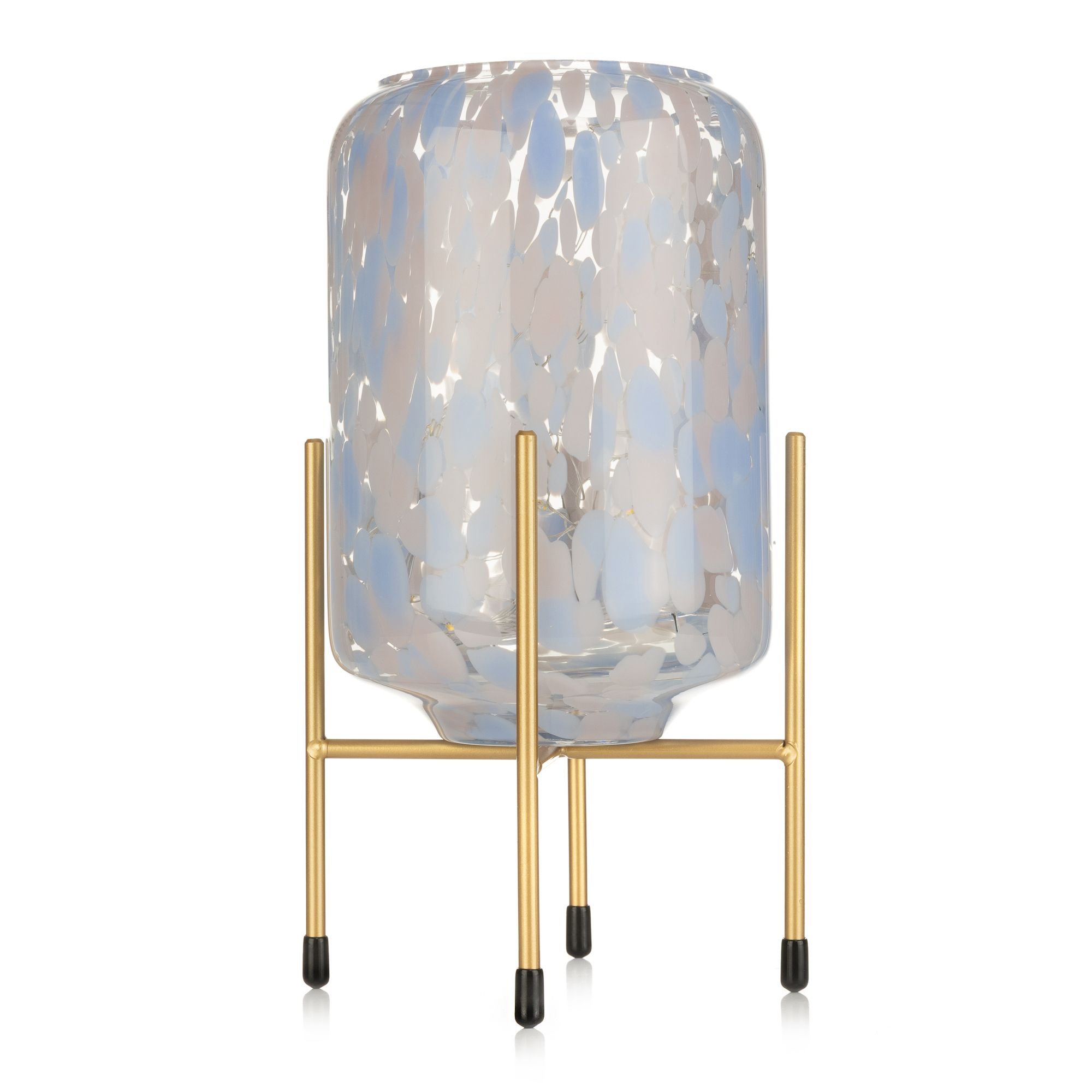 LUMIDA Casa LED-Glasvase Metall-Ständer Leo-Design, Timer Höhe 24,5cm, Ø 13cm