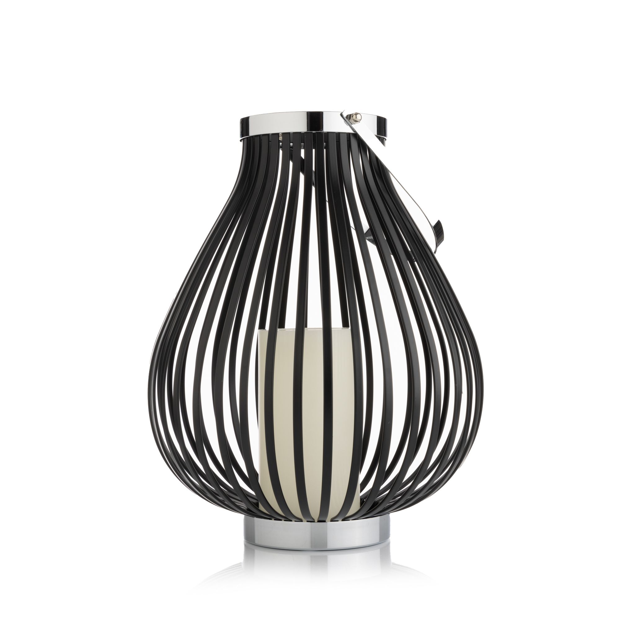 ELAMBIA Design-Laterne aus Metall inkl. LED-Kerze Timer, Höhe 30cm