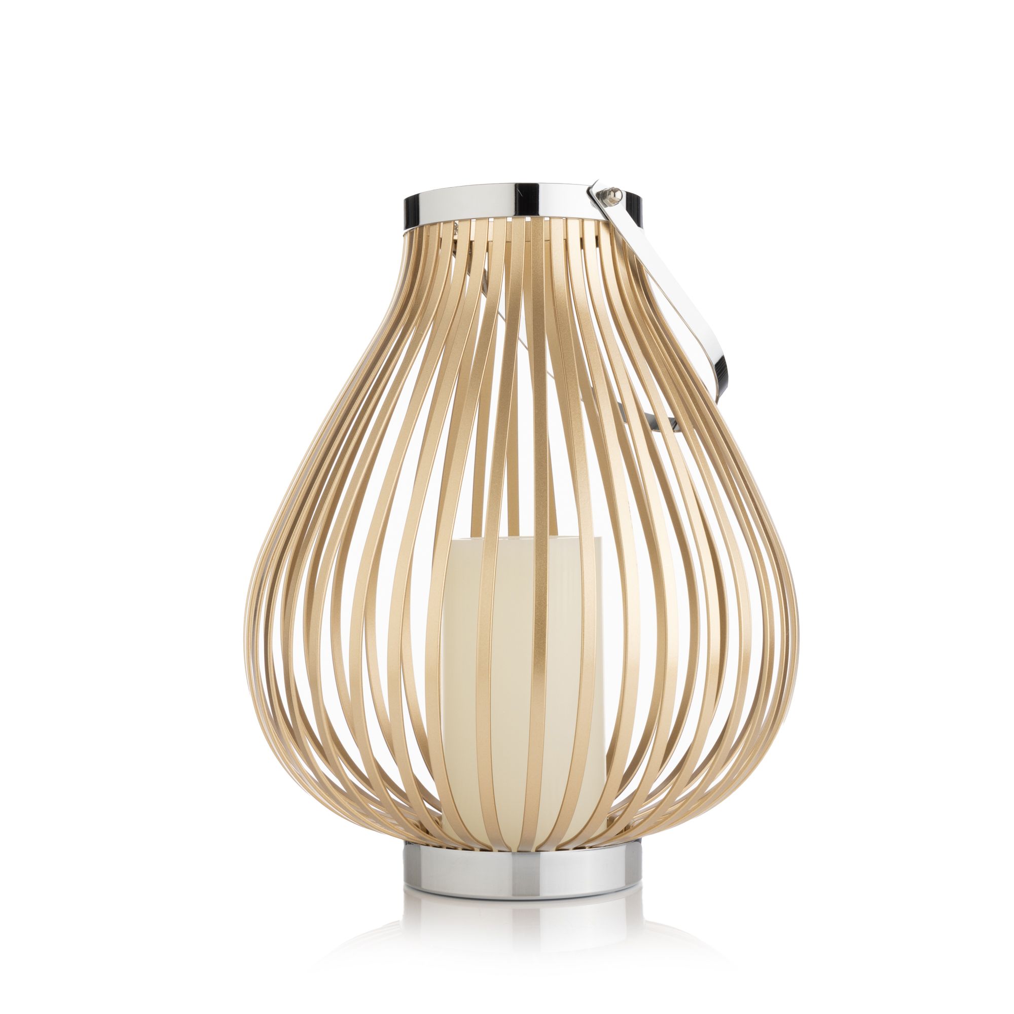 ELAMBIA Design-Laterne aus Metall inkl. LED-Kerze Timer, Höhe 30cm