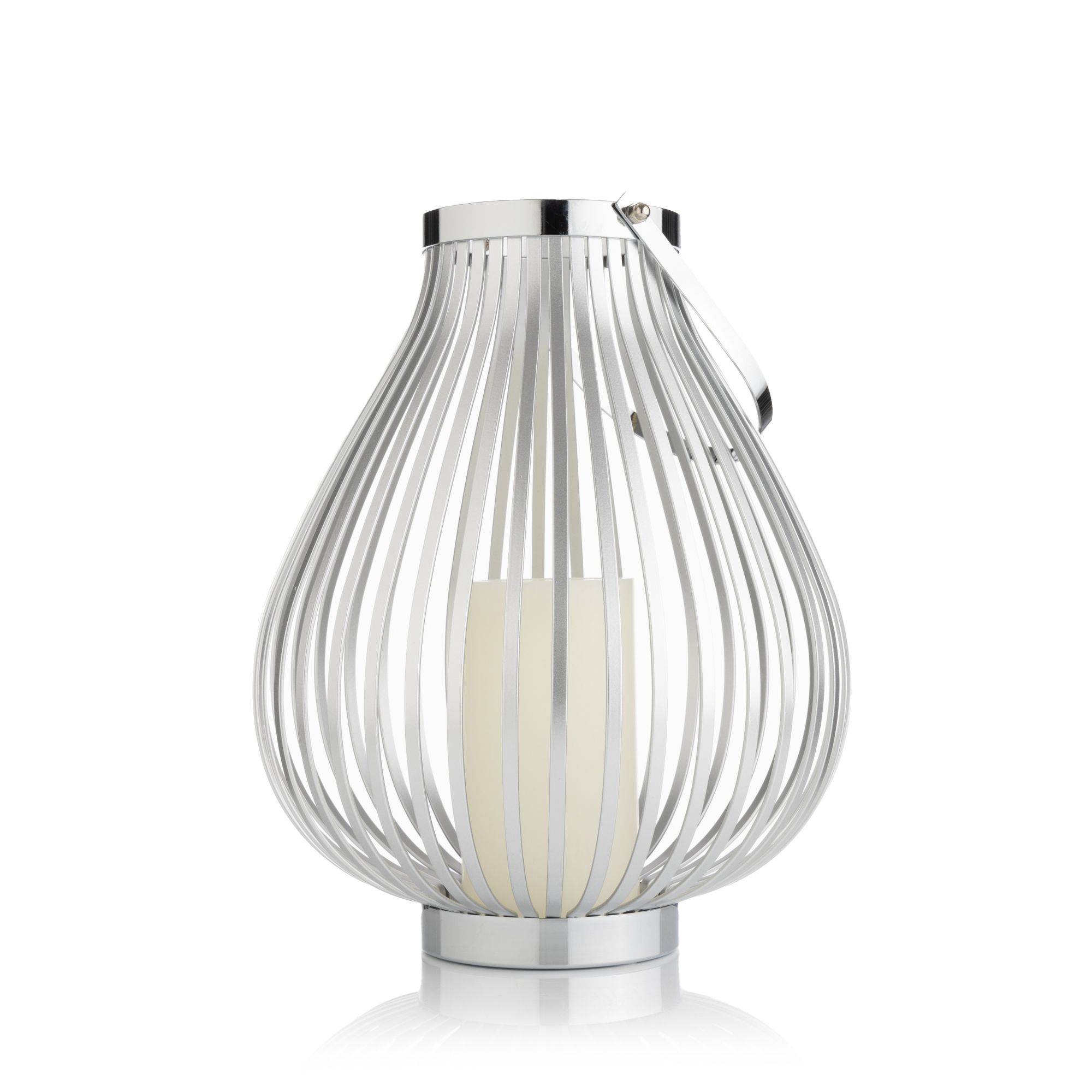 ELAMBIA Design-Laterne aus Metall inkl. LED-Kerze Timer, Höhe 30cm