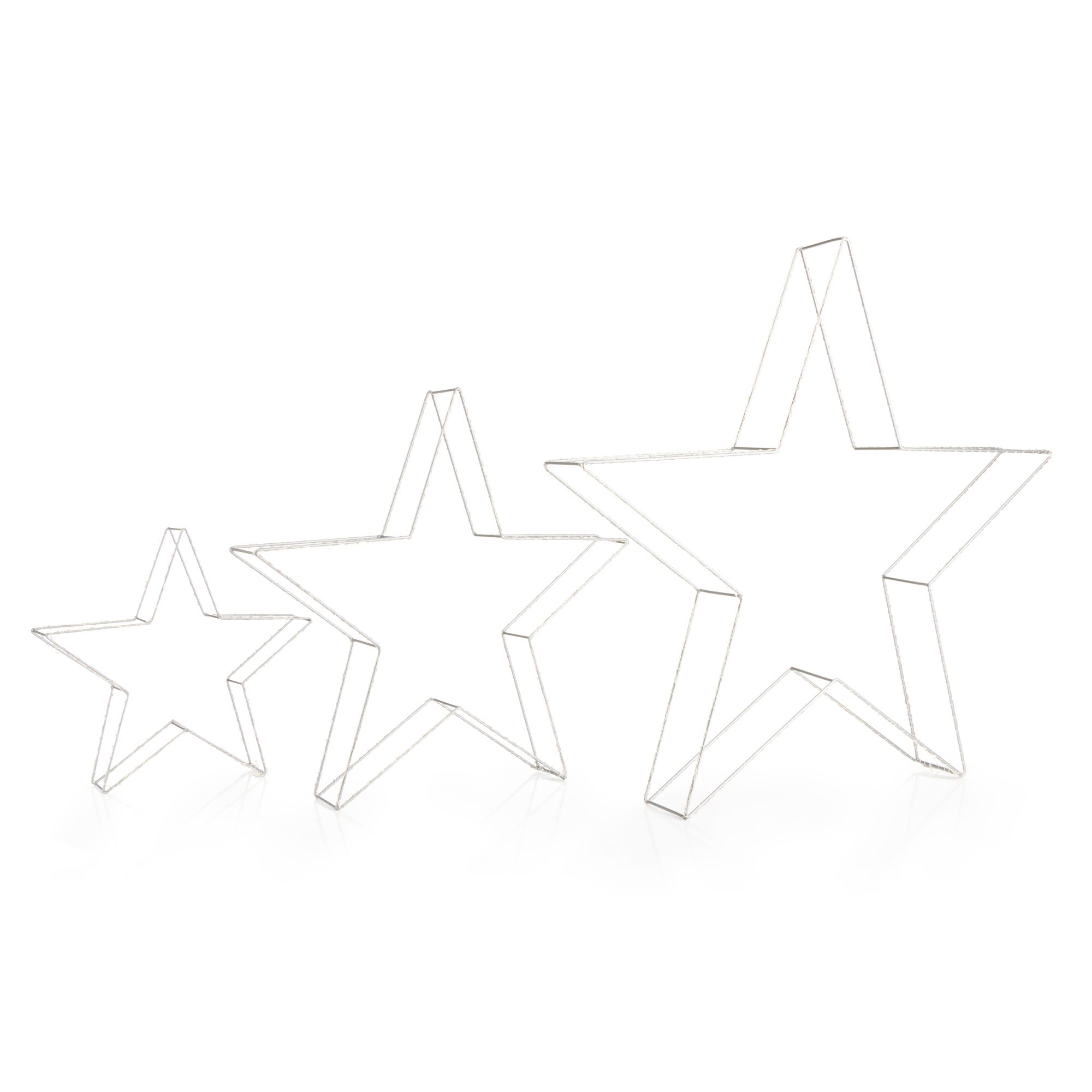 LUMIDA Xmas 3 LED-Sterne outdoorgeeignet 840 LEDs, 6h-Timer H. 36cm, 55cm & 75cm