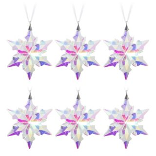 ABELLA Xmas 6 Deko-Schneeflocken zum Hängen Kristallglas-Optik Ø 7,5cm