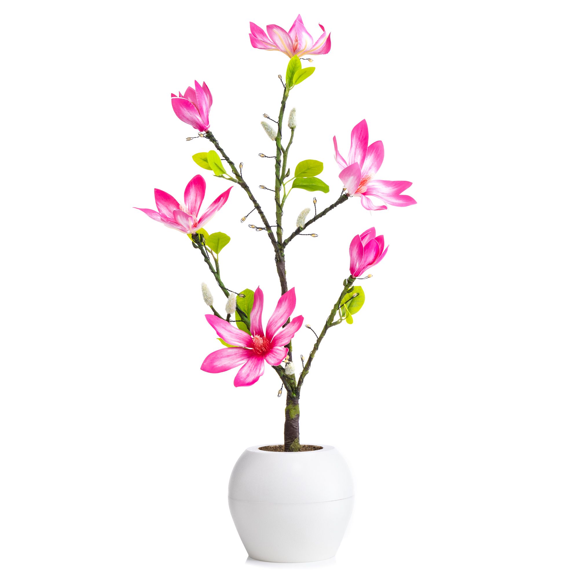 LUMIDA Flora künstl. Magnolie Stämmchen im Topf 5h-Timerfunktion Höhe ca. 55cm