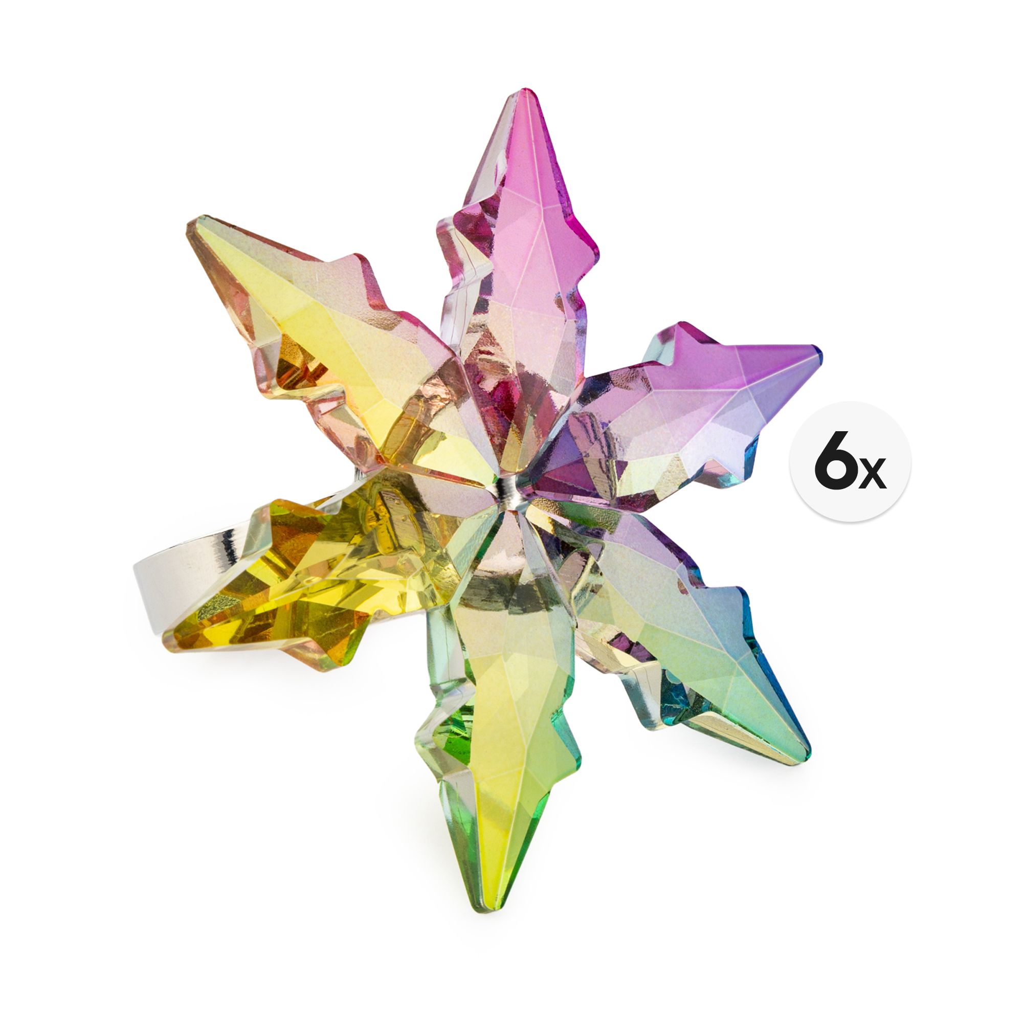 ABELLA Xmas 6 Servietten-Ringe Kristallglas-Optik Ø 6,7cm