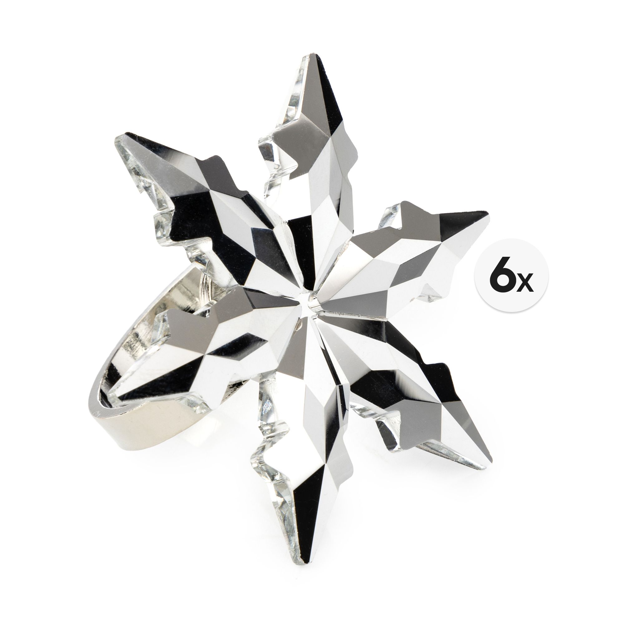ABELLA Xmas 6 Servietten-Ringe Kristallglas-Optik Ø 6,7cm