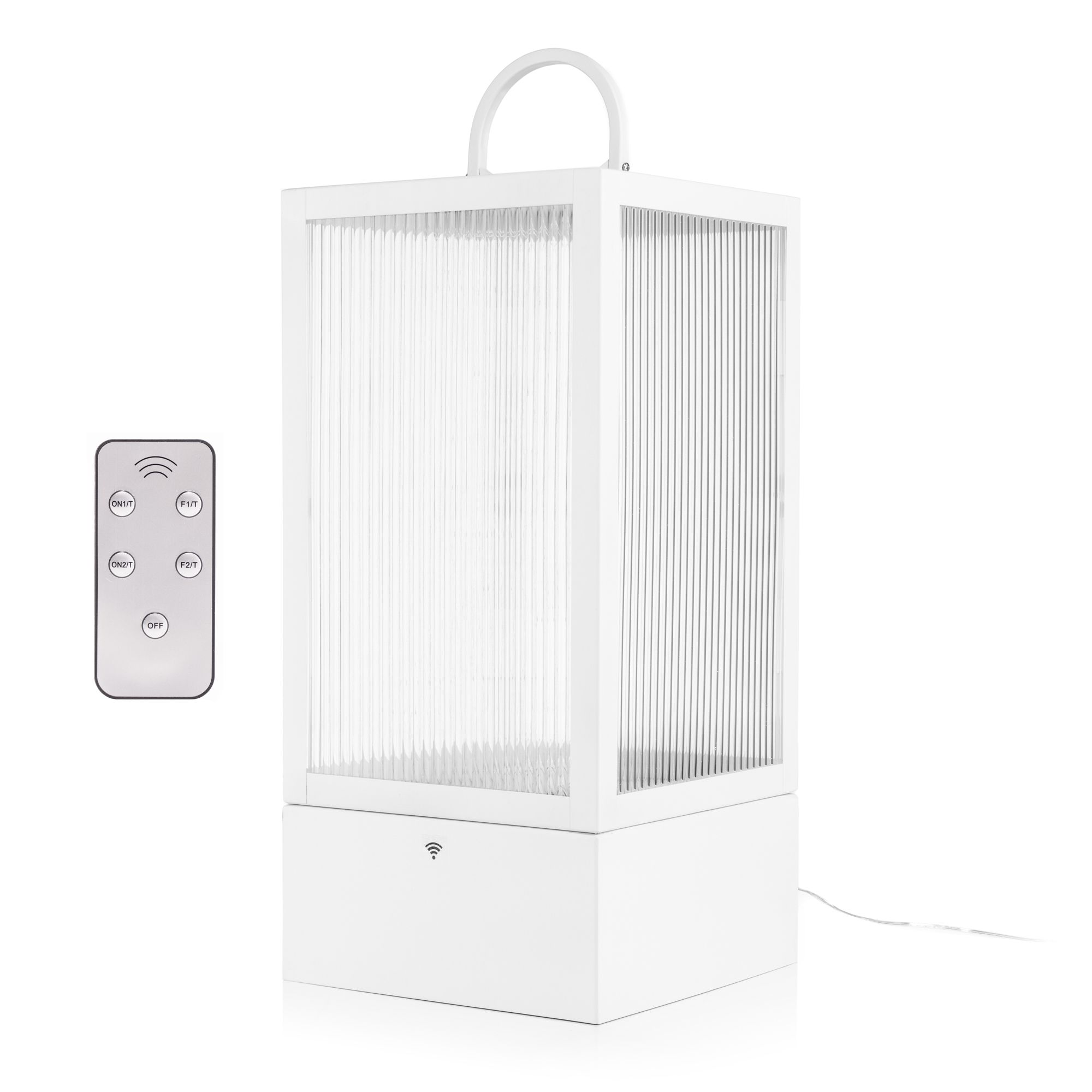 LUMIDA Casa Design-Laterne Riffelglas-Optik inkl. Fernbedienung 25x25x52cm