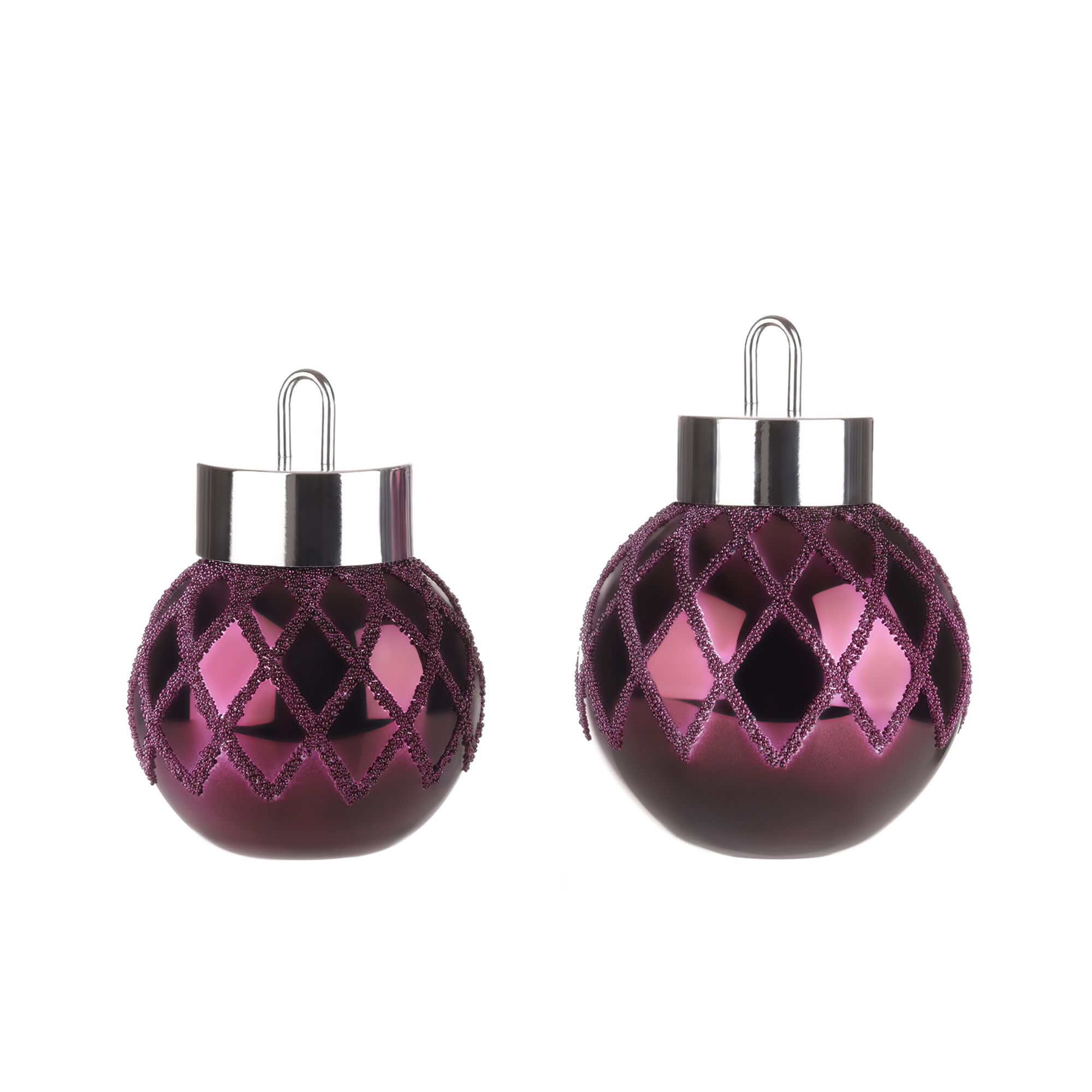 LUMIDA Xmas 2 XL-Dekokugeln Perlendesign 50 warmweiße LEDs Höhe 20cm & 25cm