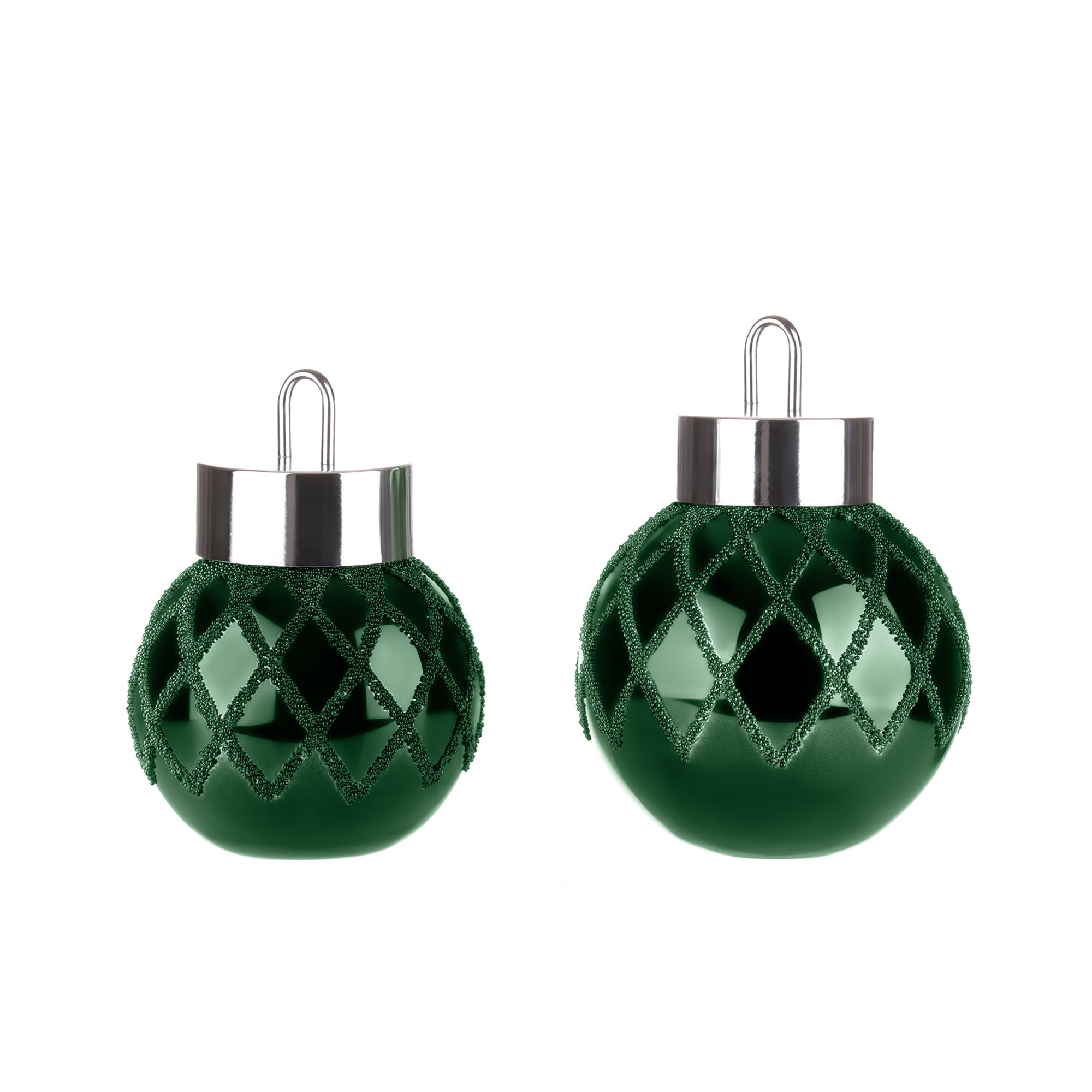 LUMIDA Xmas 2 XL-Dekokugeln Perlendesign 50 warmweiße LEDs Höhe 20cm & 25cm