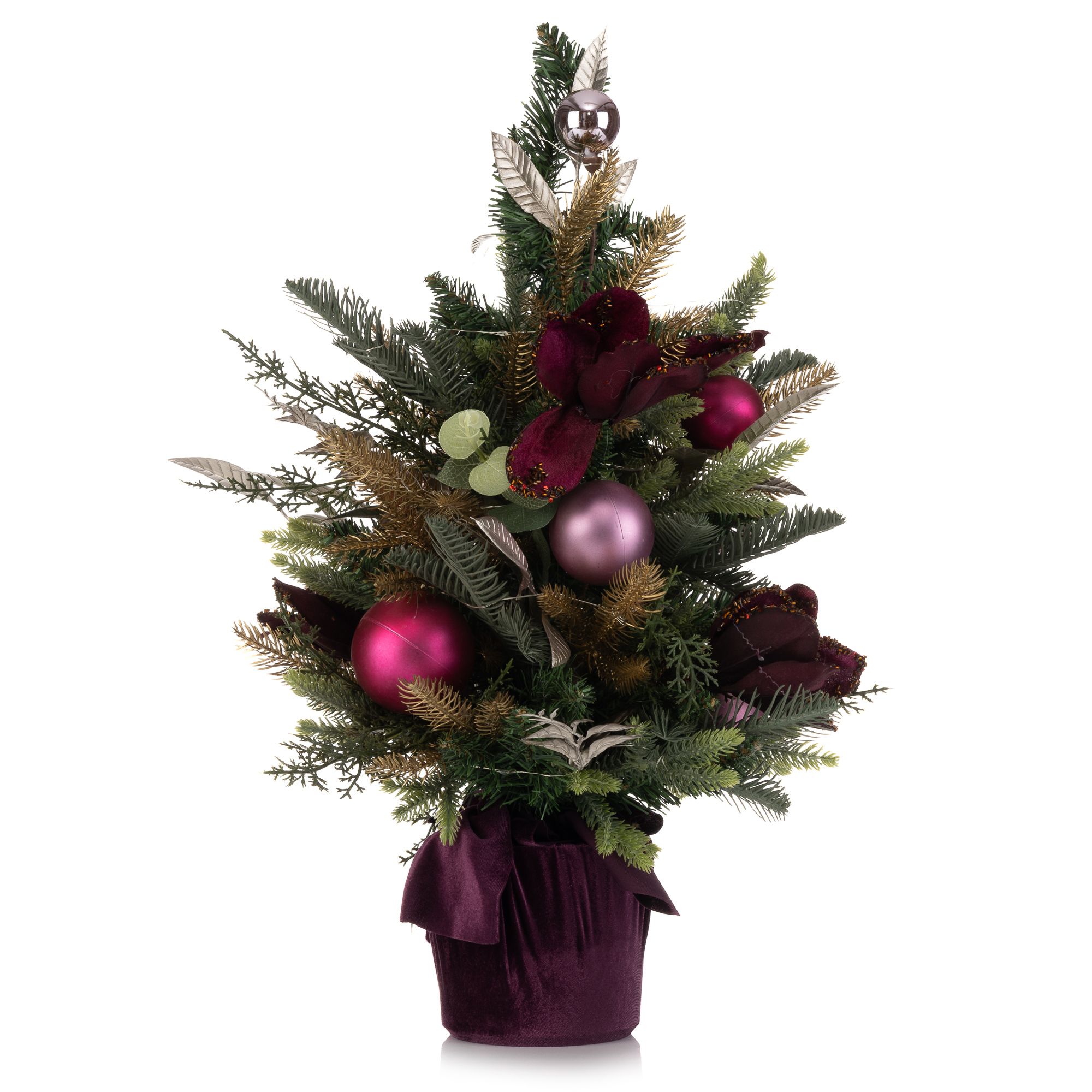 LUMIDA Xmas Mini-Tannenbaum inkl. Dekoration & LED-Lichterkette Höhe 60cm