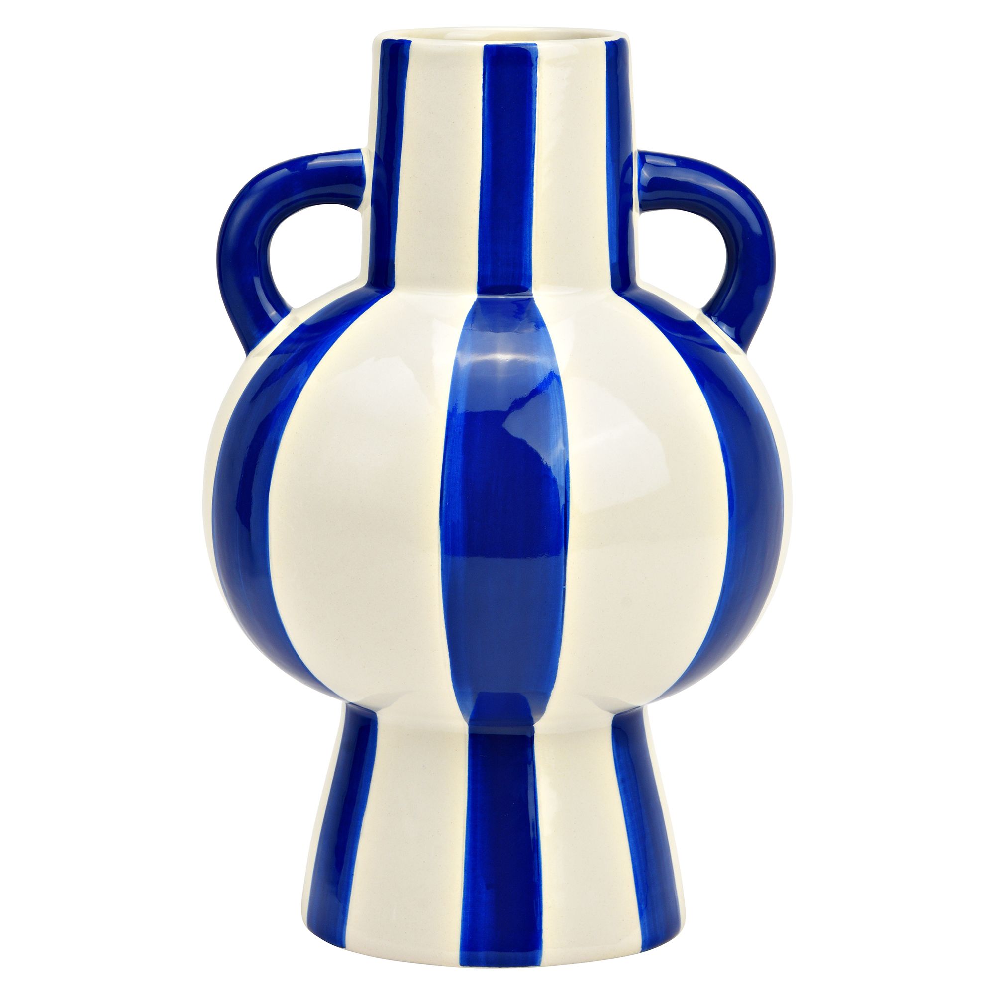 ABELLA Flora Keramik-Vase Krug-Optik gestreift Höhe 24cm, Ø 15cm