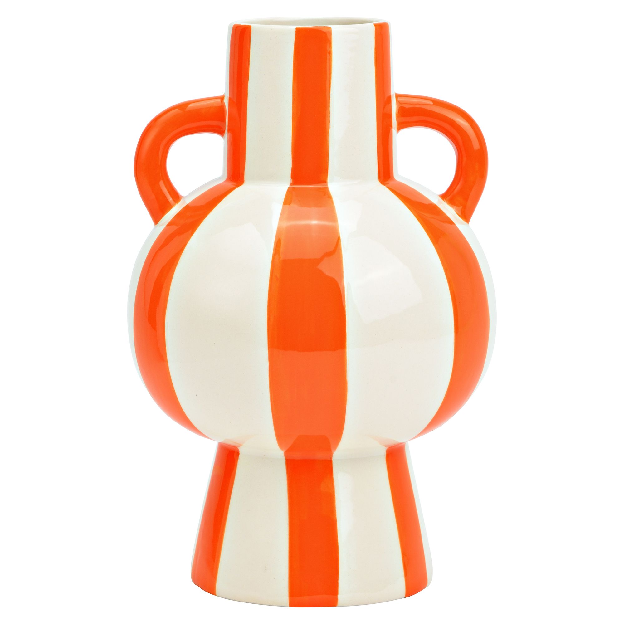 ABELLA Flora Keramik-Vase Krug-Optik gestreift Höhe 24cm, Ø 15cm