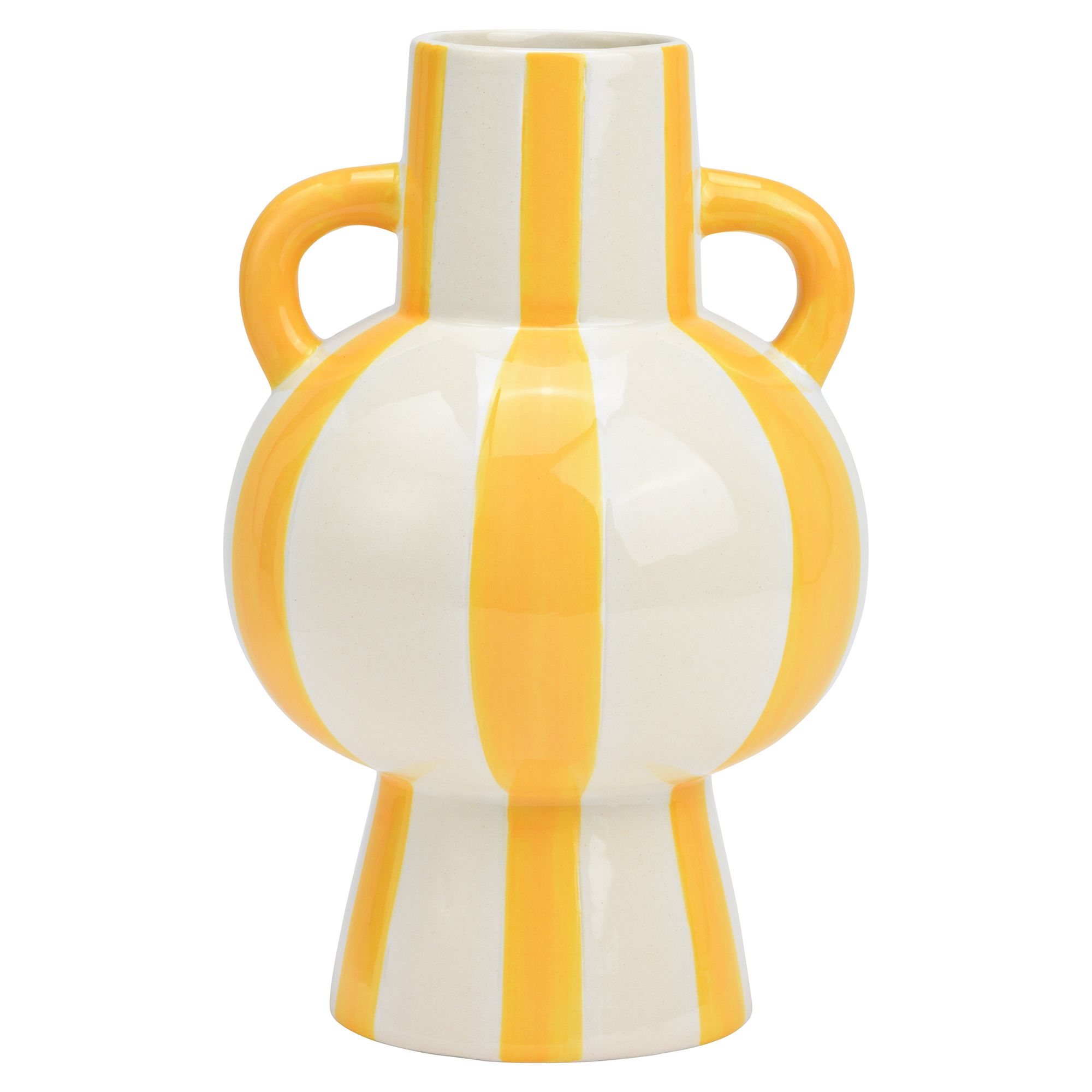 ABELLA Flora Keramik-Vase Krug-Optik gestreift Höhe 24cm, Ø 15cm