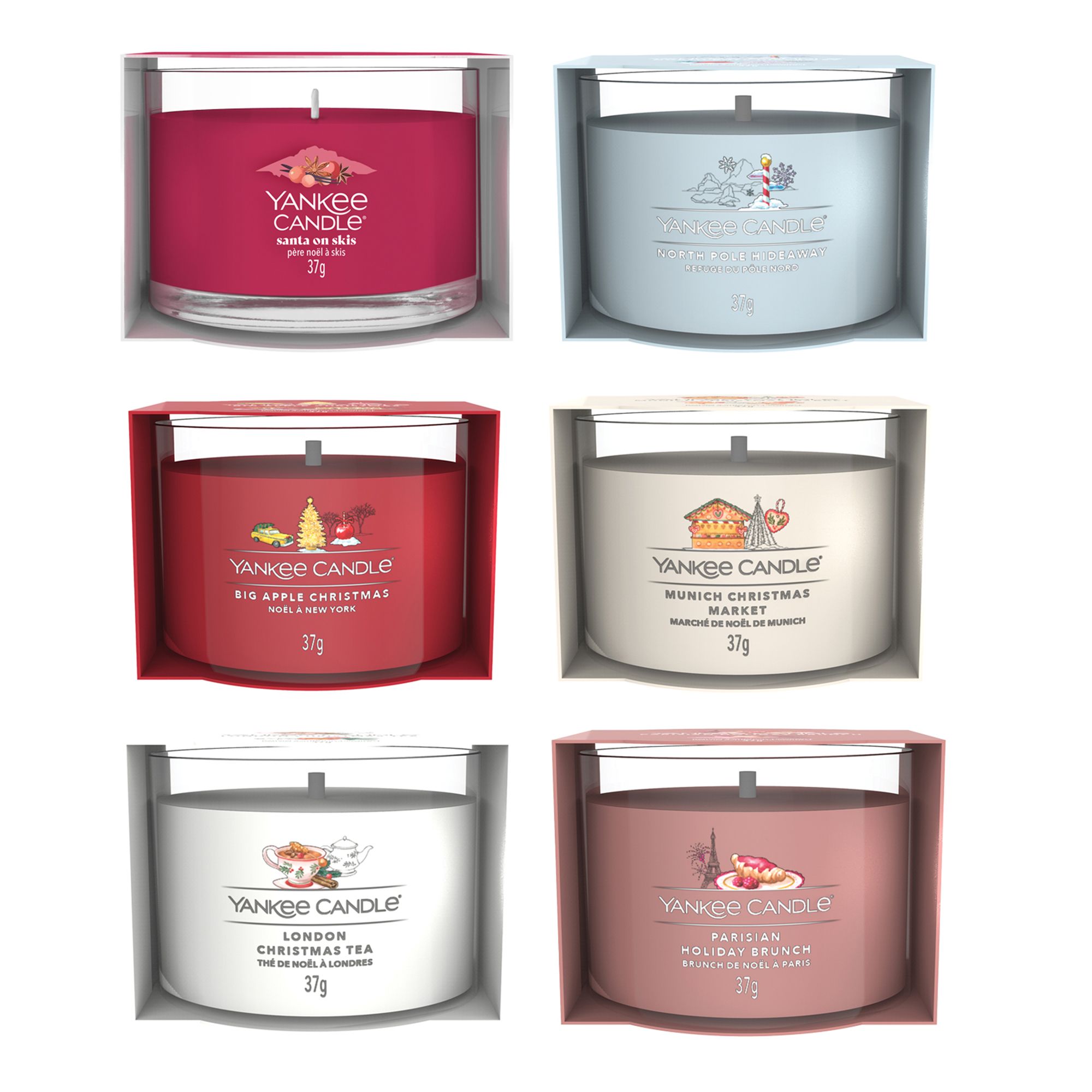 YANKEE CANDLE® Duftkerzen-Set Signature Line 6x Votivkerze im Glas X-mas Düfte, je 37g