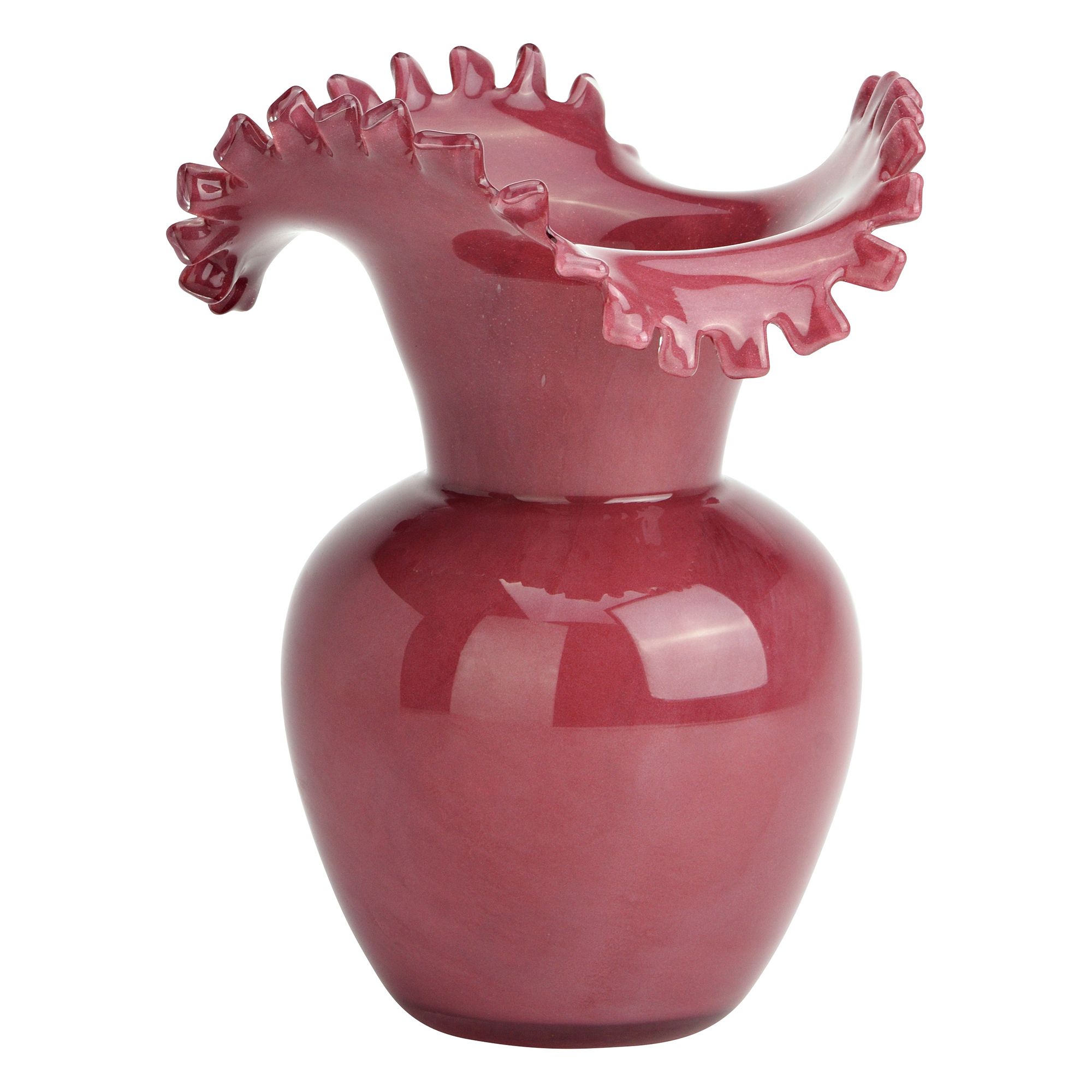 WURM Vase mit Wellenrand aus Glas Maße 20x24x20