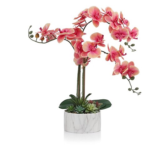 ABELLA Flora künstliche Orchidee Marmor-Designtopf Höhe ca. 61cm