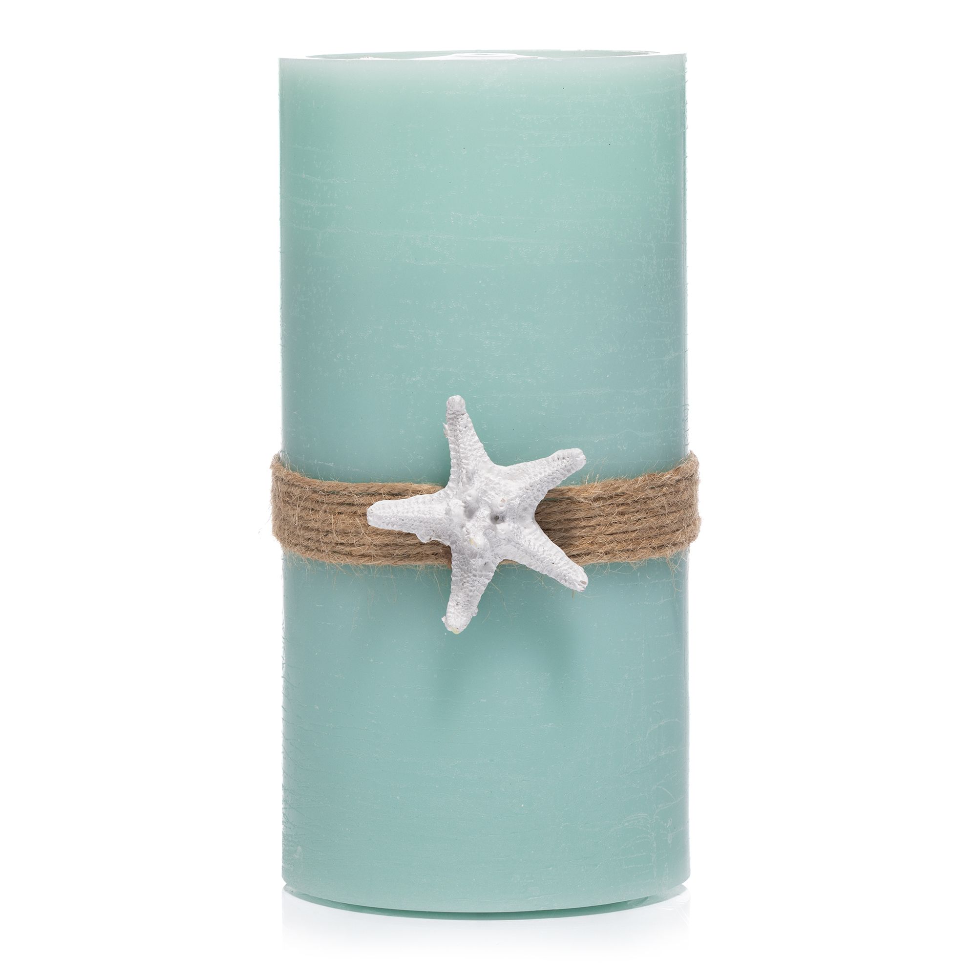 ELAMBIA LED-Brunnenkerze inkl. Seestern-Deko Timer & Fernbedienung Höhe 20cm, Ø 10cm