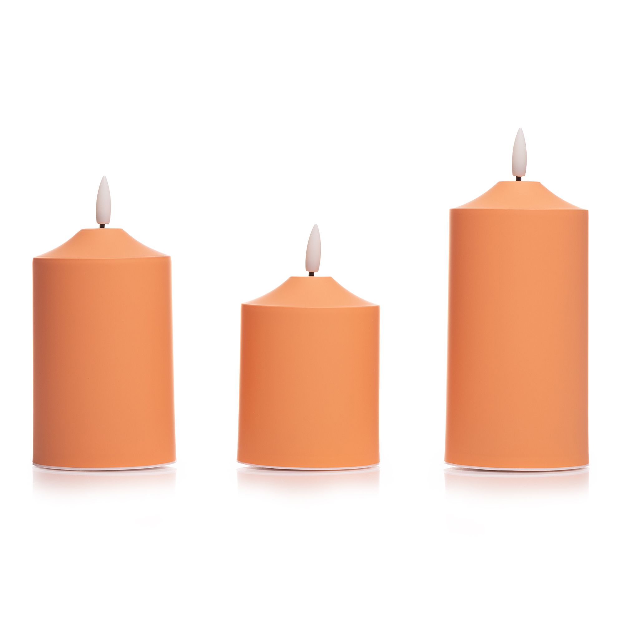 ELAMBIA outdoor 3 LED-Kerzen Wachs-Realtouch Flamme Luma, Timer Höhe 10, 12,5 & 15cm