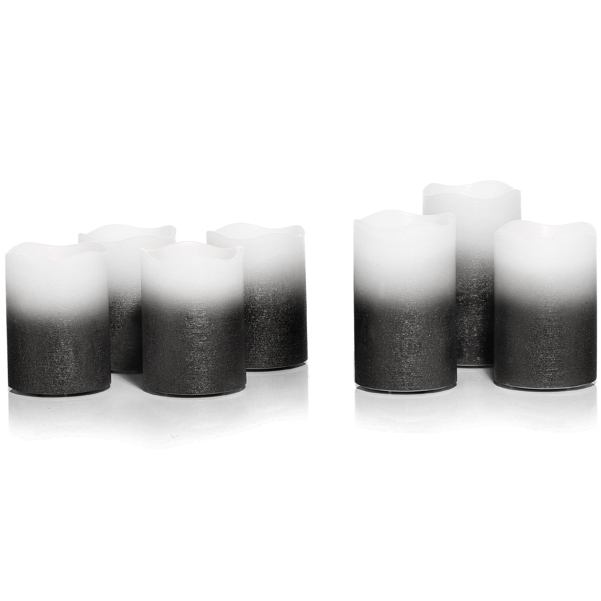 ELAMBIA 7 LED-Stumpenkerzen Ombré-Design Timerfunktion Höhe 10,11,12 & 13cm