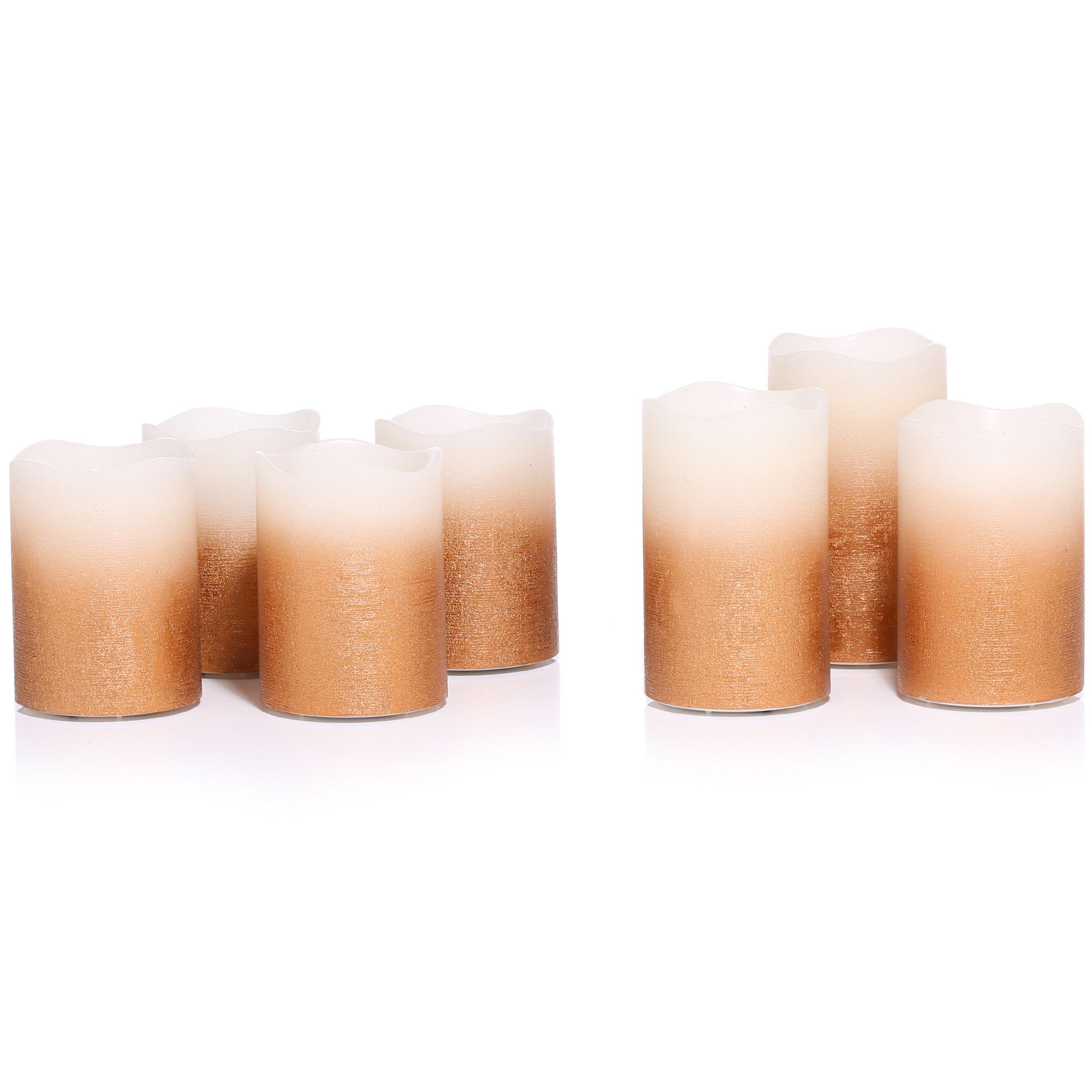 ELAMBIA 7 LED-Stumpenkerzen Ombré-Design Timerfunktion Höhe 10,11,12 & 13cm