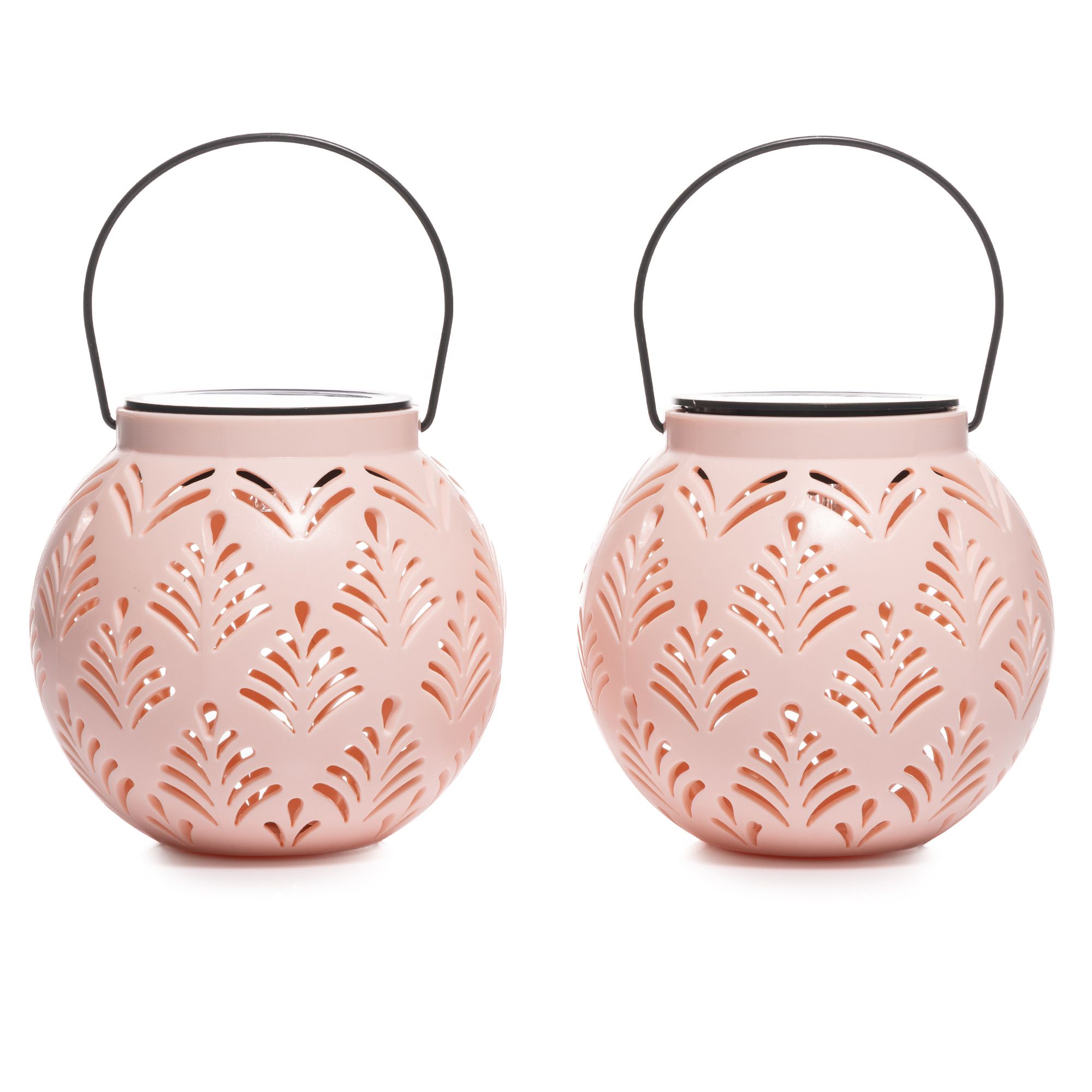 LUMIDA Garden 2 Solar-Laternen Blätter Cut-outs Ø 13,5cm, Höhe 12,5cm