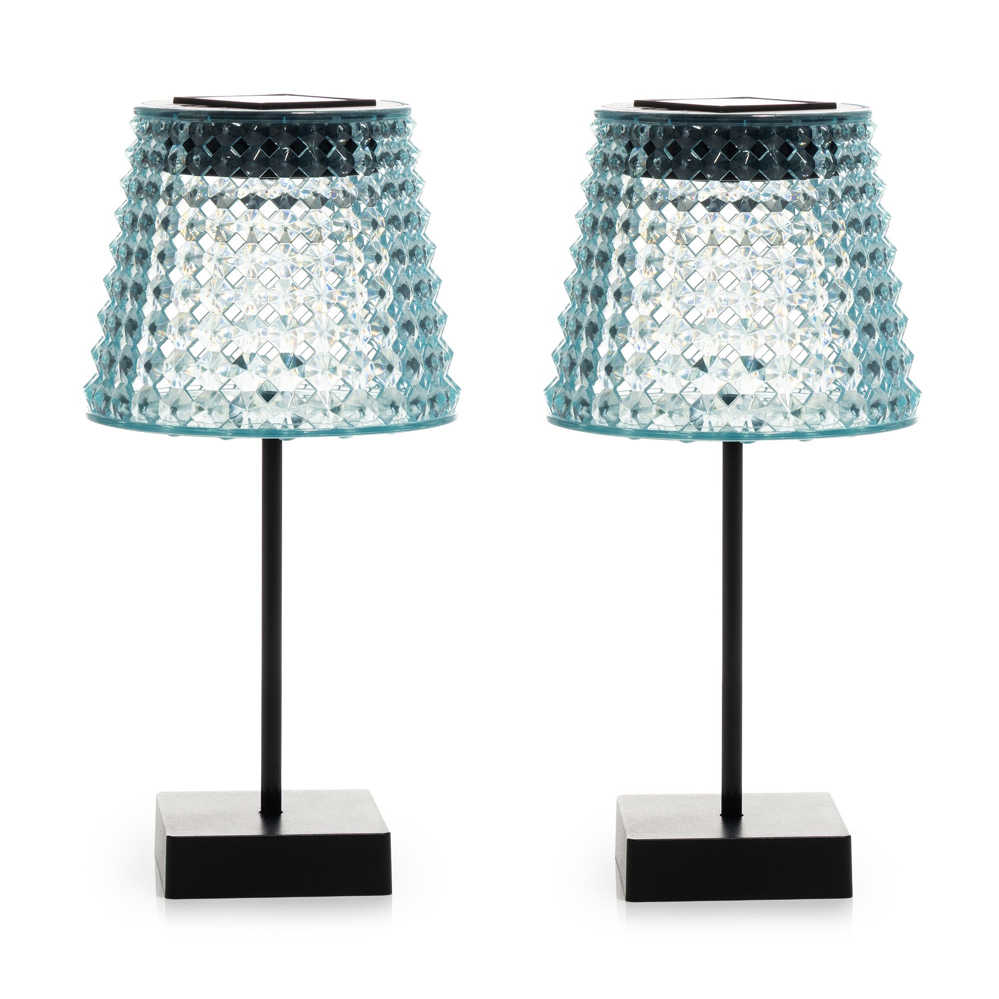 LUMIDA Garden 2 Solar-Tischleuchten Kristallglas-Optik Warmweiß/Farbwechsel Höhe 25,5cm, Ø 12,5cm