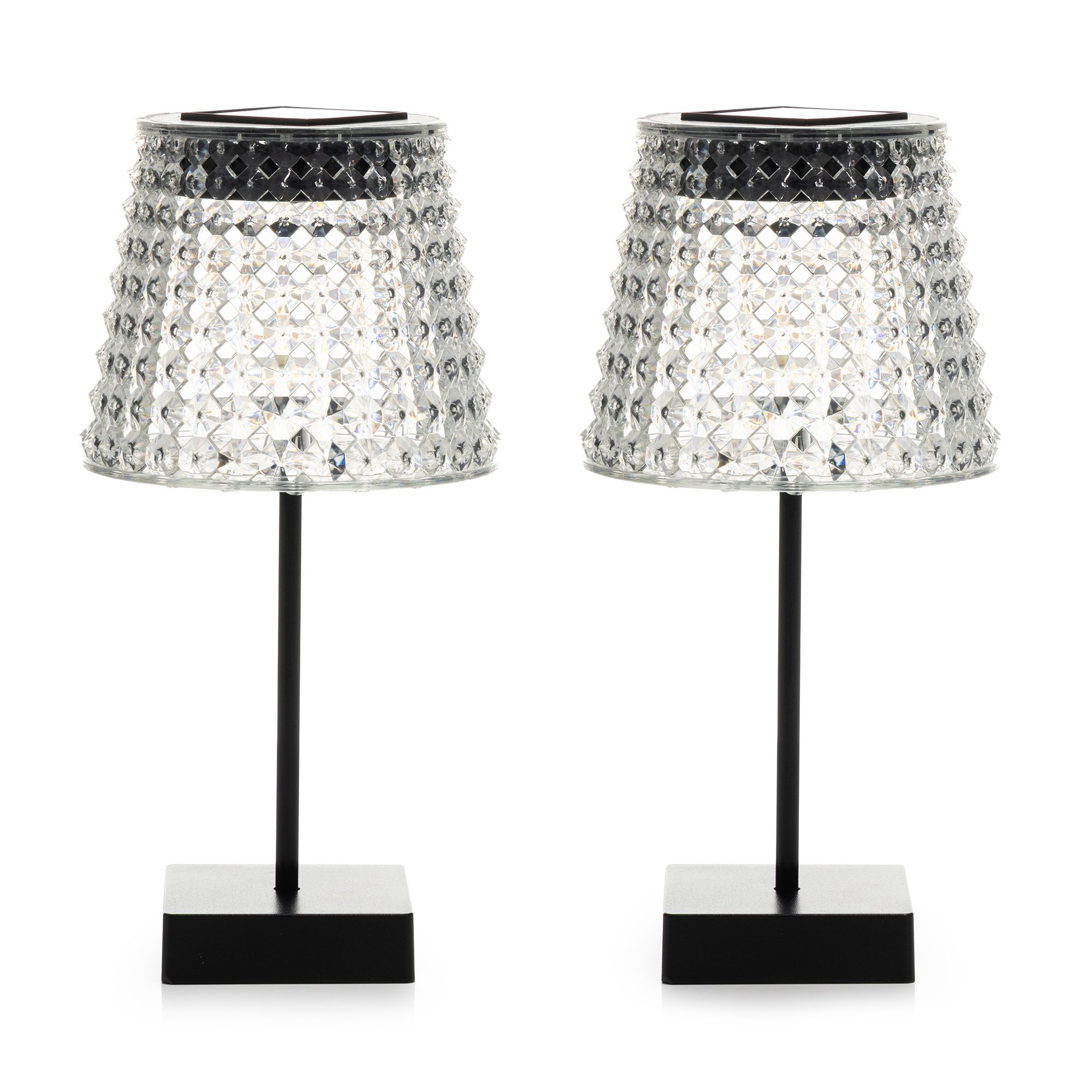 LUMIDA Garden 2 Solar-Tischleuchten Kristallglas-Optik Warmweiß/Farbwechsel Höhe 25,5cm, Ø 12,5cm