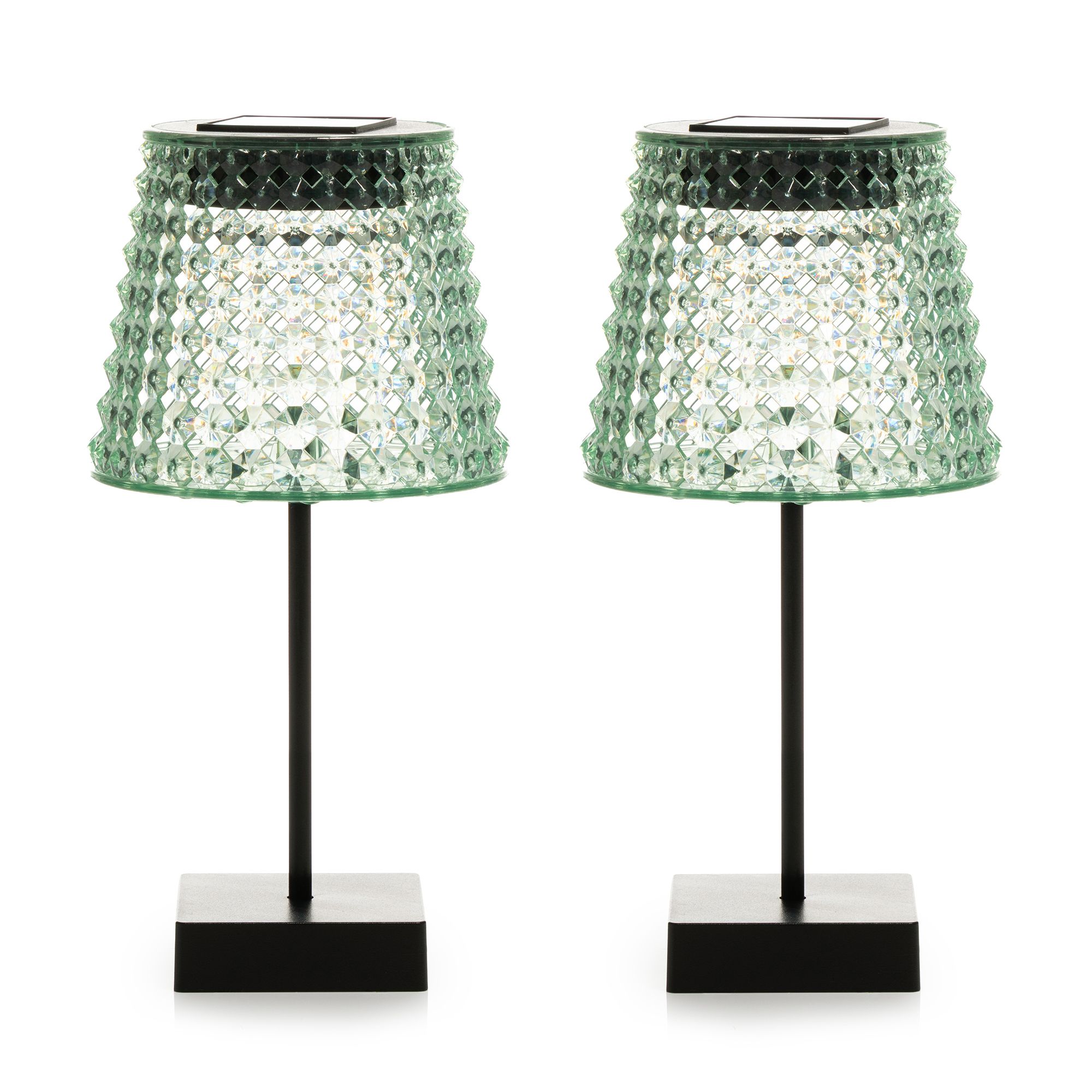 LUMIDA Garden 2 Solar-Tischleuchten Kristallglas-Optik Warmweiß/Farbwechsel Höhe 25,5cm, Ø 12,5cm