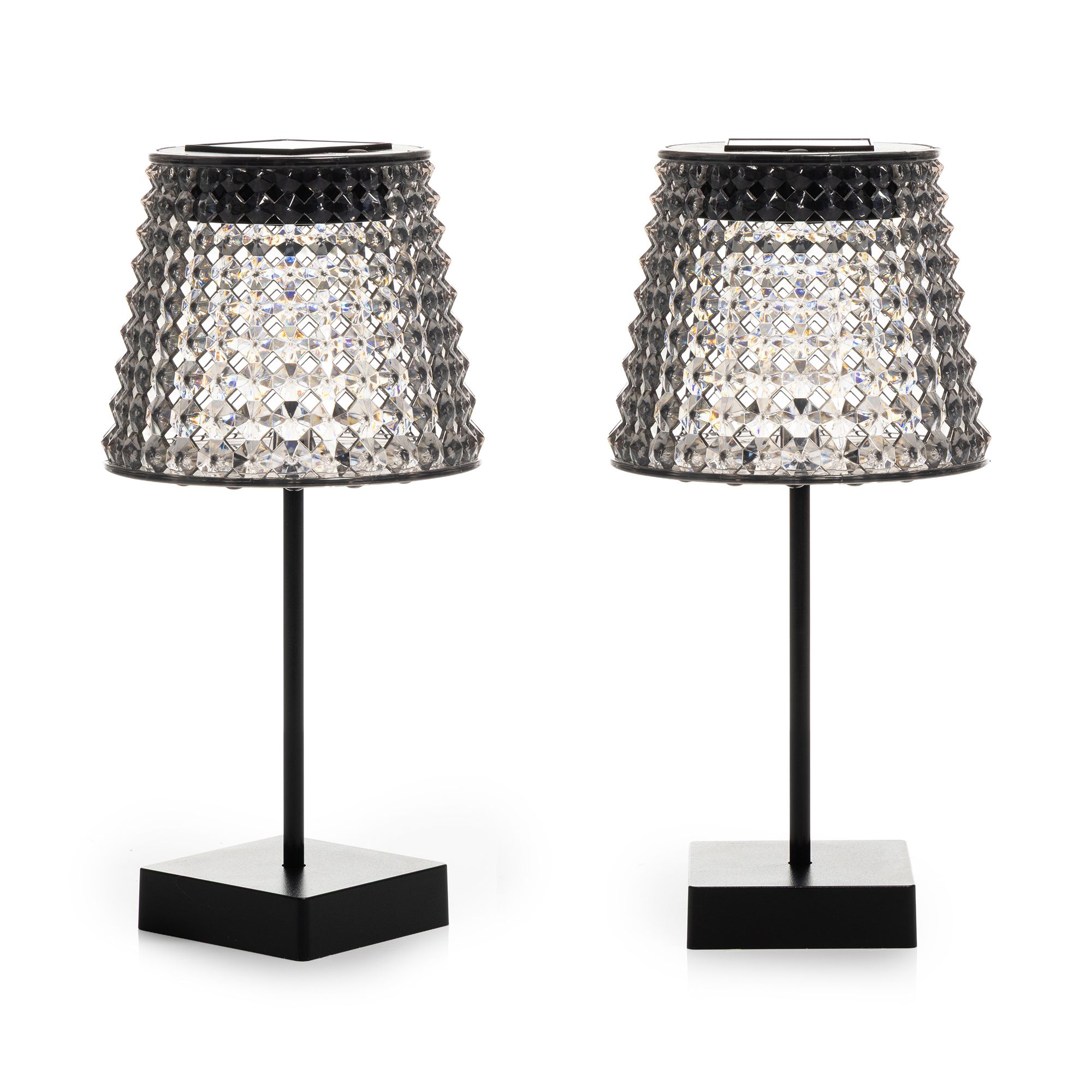 LUMIDA Garden 2 Solar-Tischleuchten Kristallglas-Optik Warmweiß/Farbwechsel Höhe 25,5cm, Ø 12,5cm