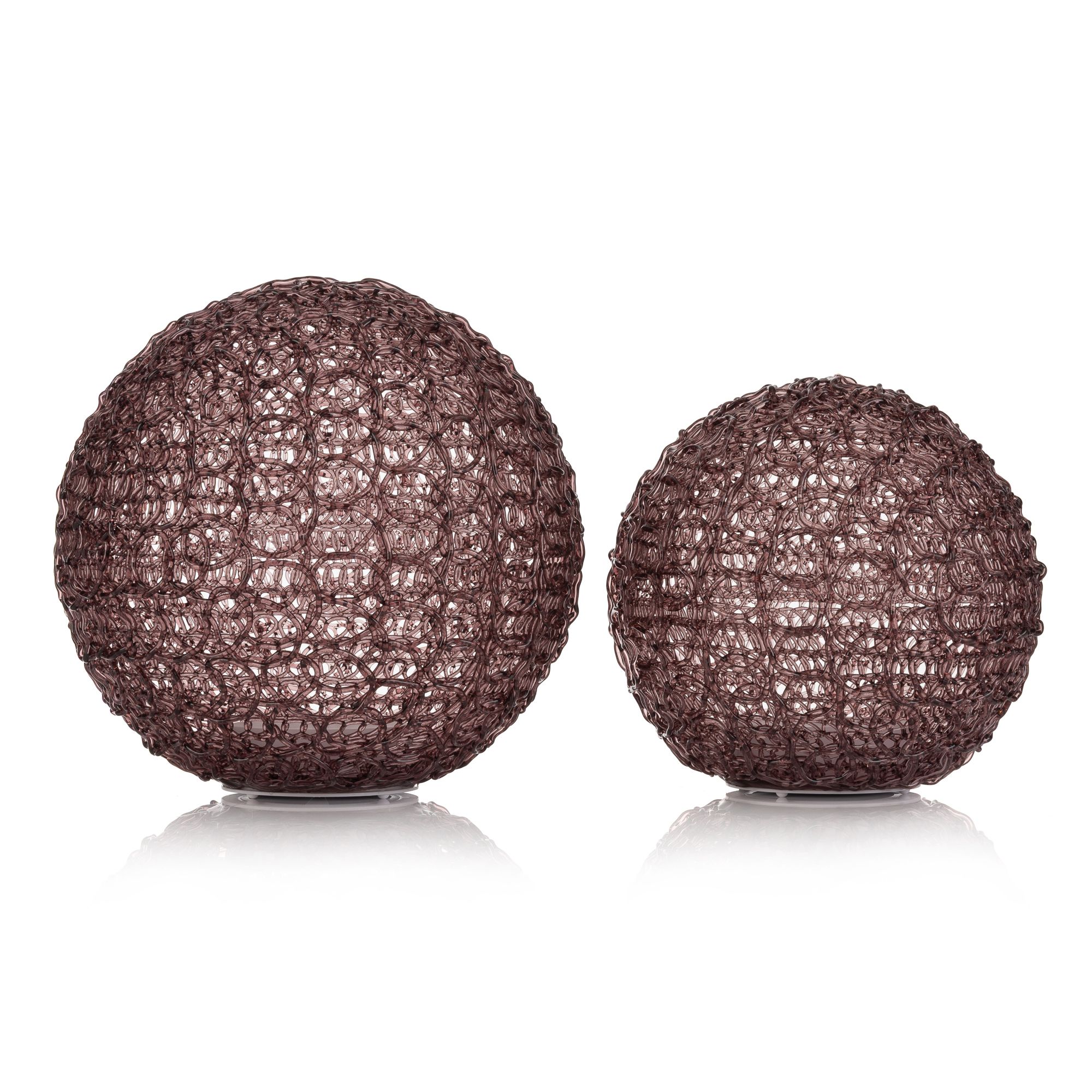 LUMIDA Casa 2 LED-Dekokugeln Kunstoff-Geflecht outdoorgeeignet Ø 20cm & Ø 25cm