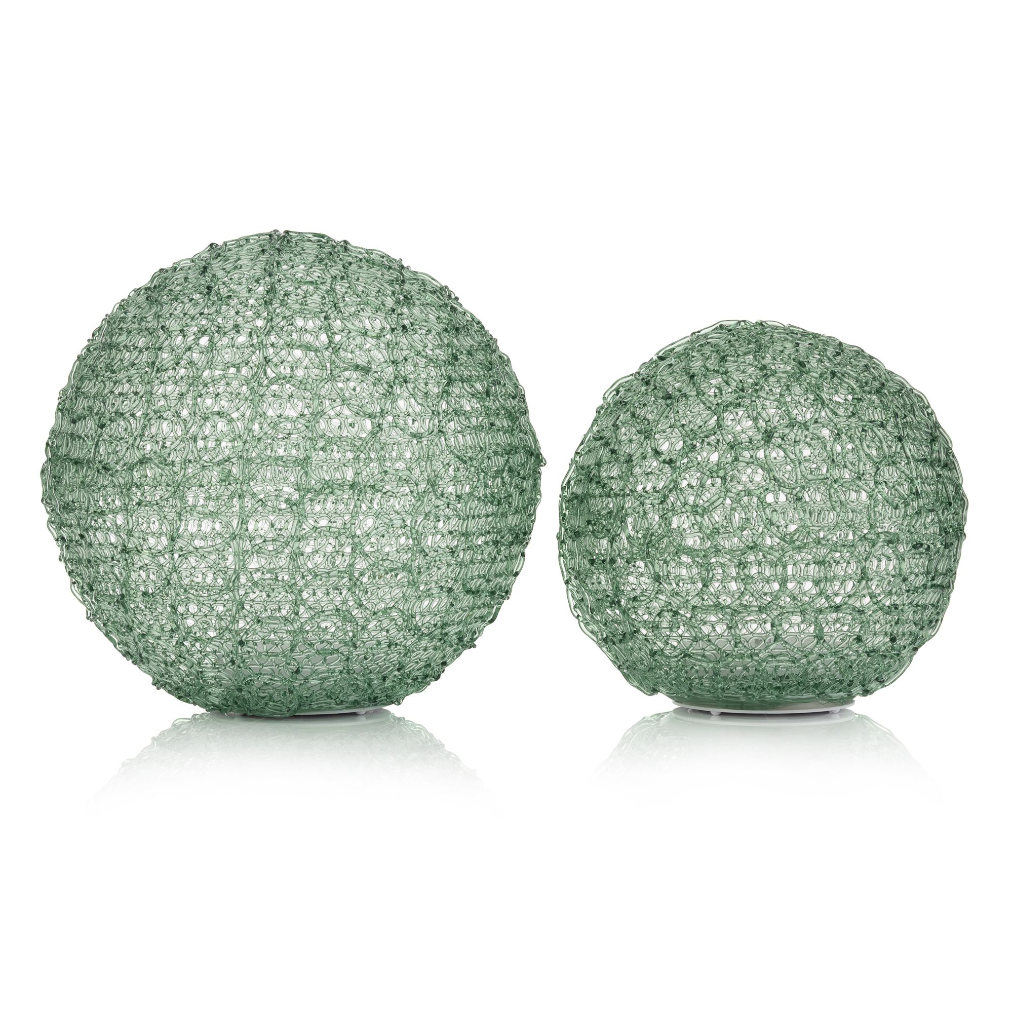 LUMIDA Casa 2 LED-Dekokugeln Kunstoff-Geflecht outdoorgeeignet Ø 20cm & Ø 25cm