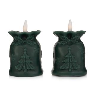 ELAMBIA 2 LED-Kerzen Geschenkesack Flamme Luma, Timer Höhe 10,5cm