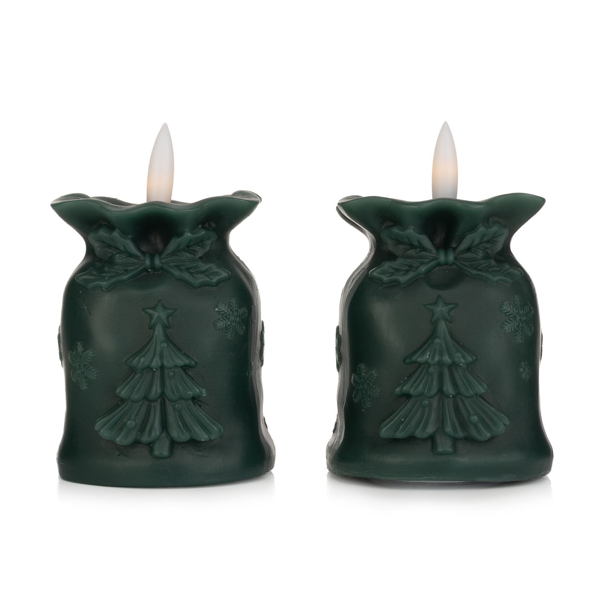 ELAMBIA 2 LED-Kerzen Geschenkesack Flamme Luma, Timer Höhe 10,5cm