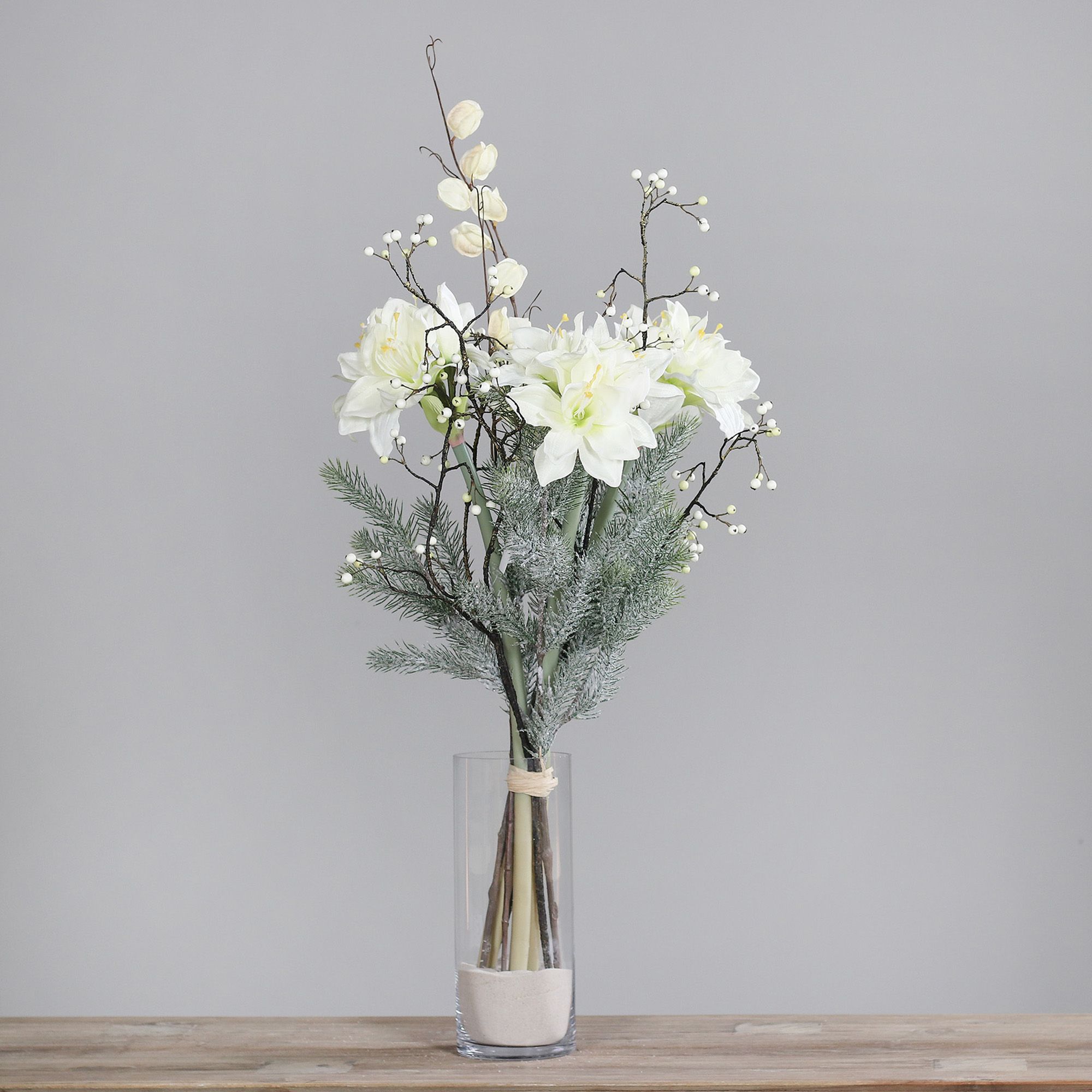 PUR FLEUR Premium-Bouquet weihnachtlich Tanne & Amaryllis Höhe 93cm, Ø 45cm