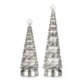 LUMIDA Xmas 2 LED-Dekobäume Glas-Oberfläche 6h-Timerfunktion Höhe 28cm & 35cm